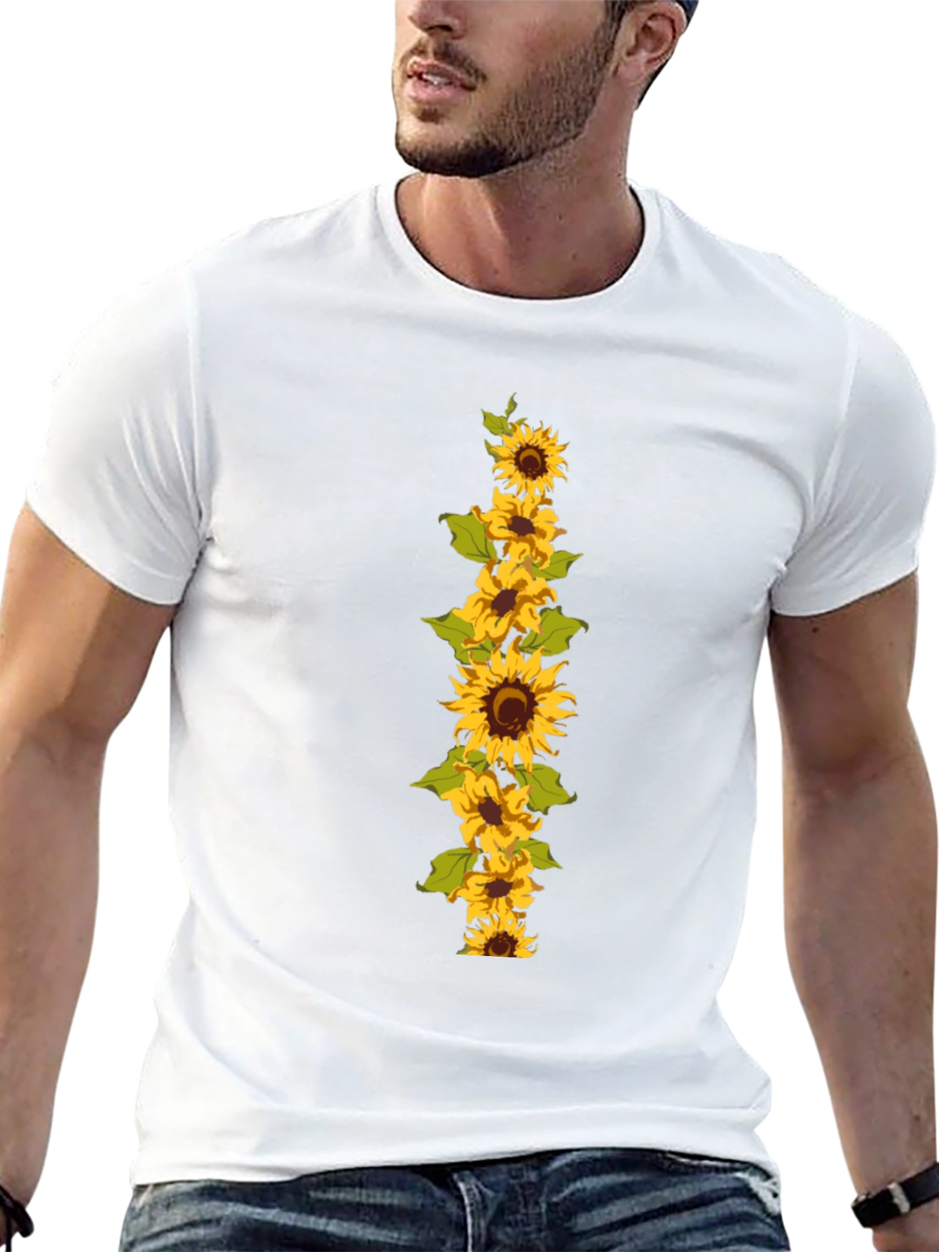 Sunflower Graphic Tee - Black Cotton Casual T-Shirt
