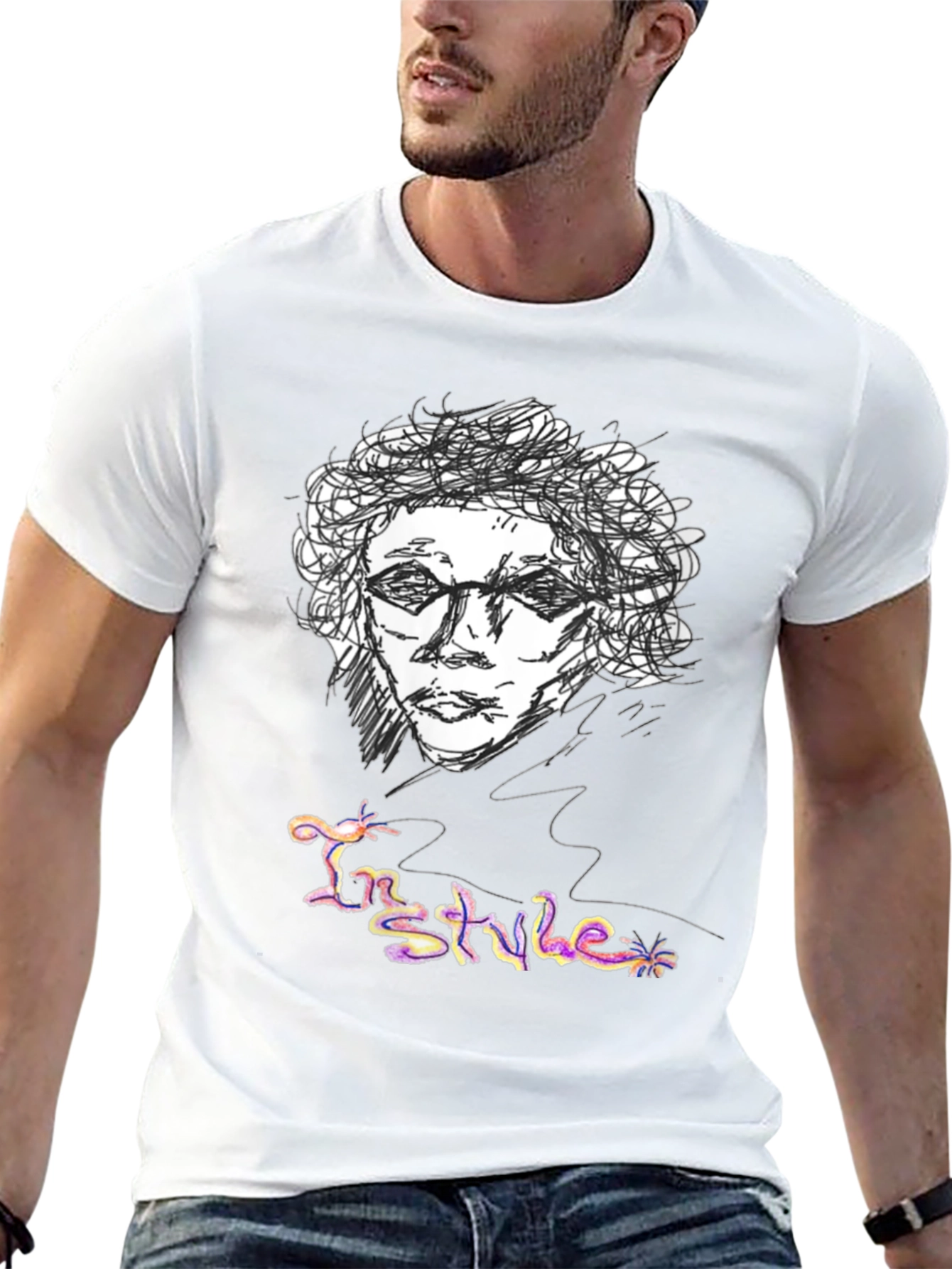 Sketch Art Graphic Tee - In Style Black T-Shirt