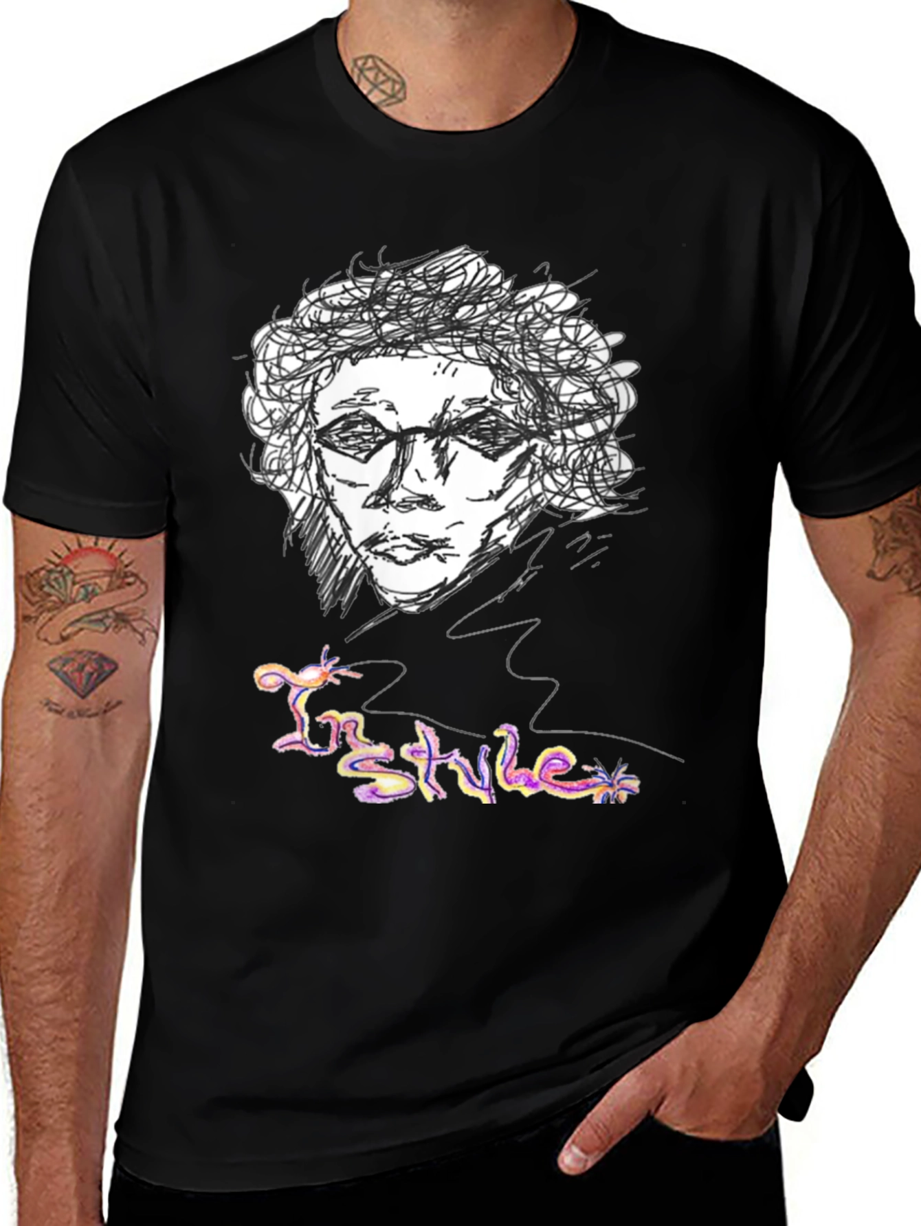 Sketch Art Graphic Tee - In Style Black T-Shirt