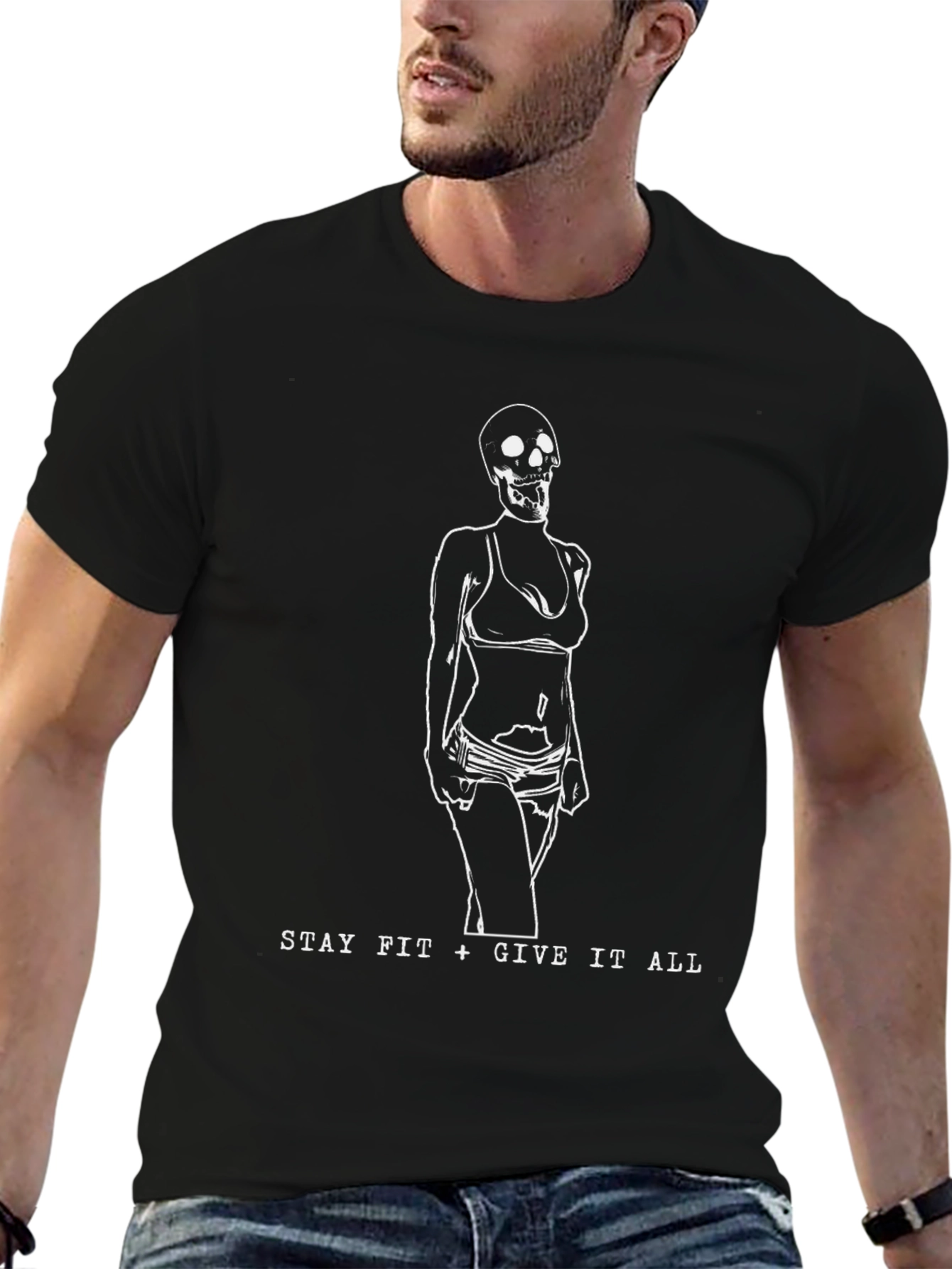 Stay Fit Skeleton T-Shirt - Unique Graphic Tee