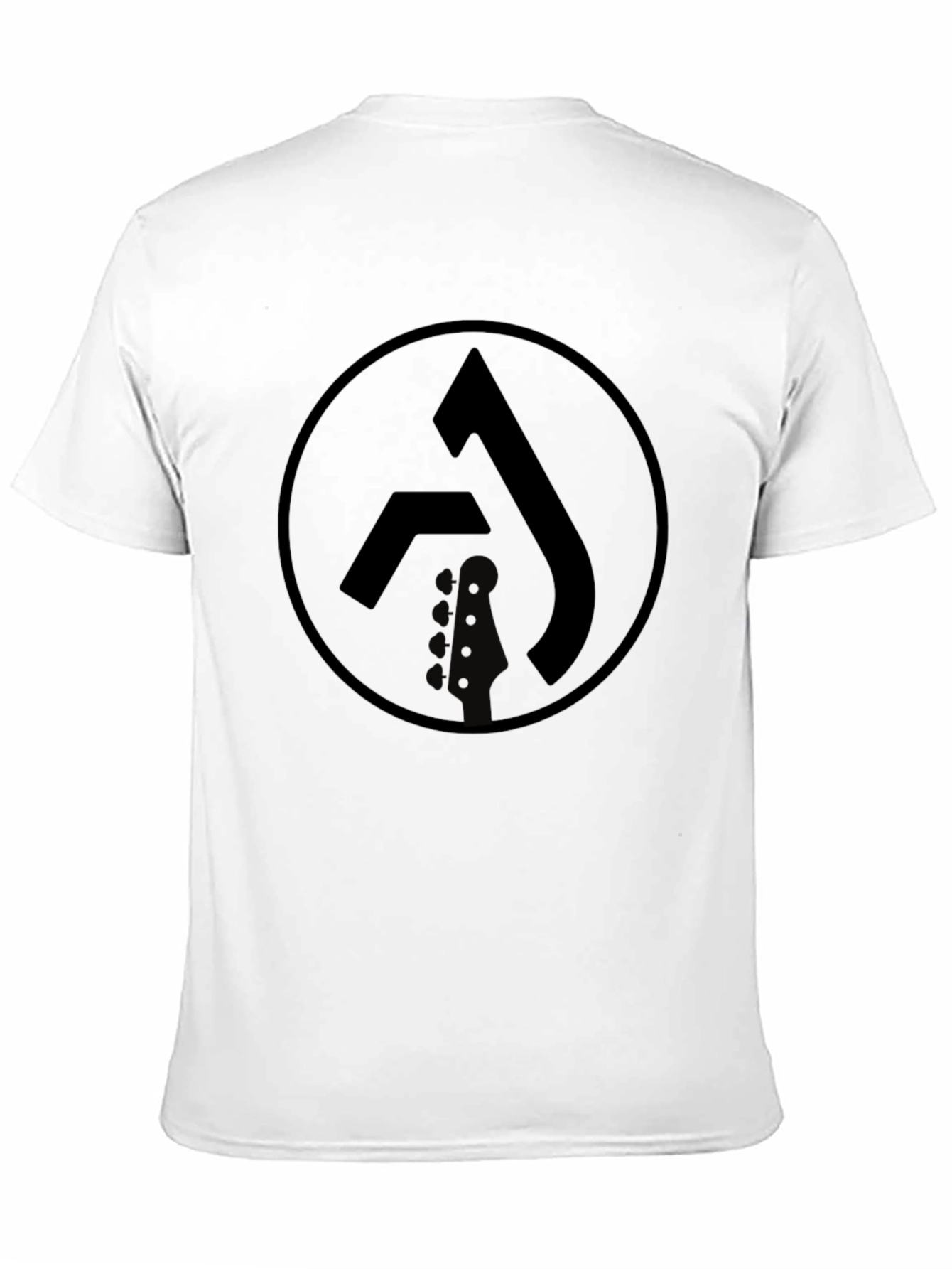 Black Graphic Tee with Circle Logo & Guitar