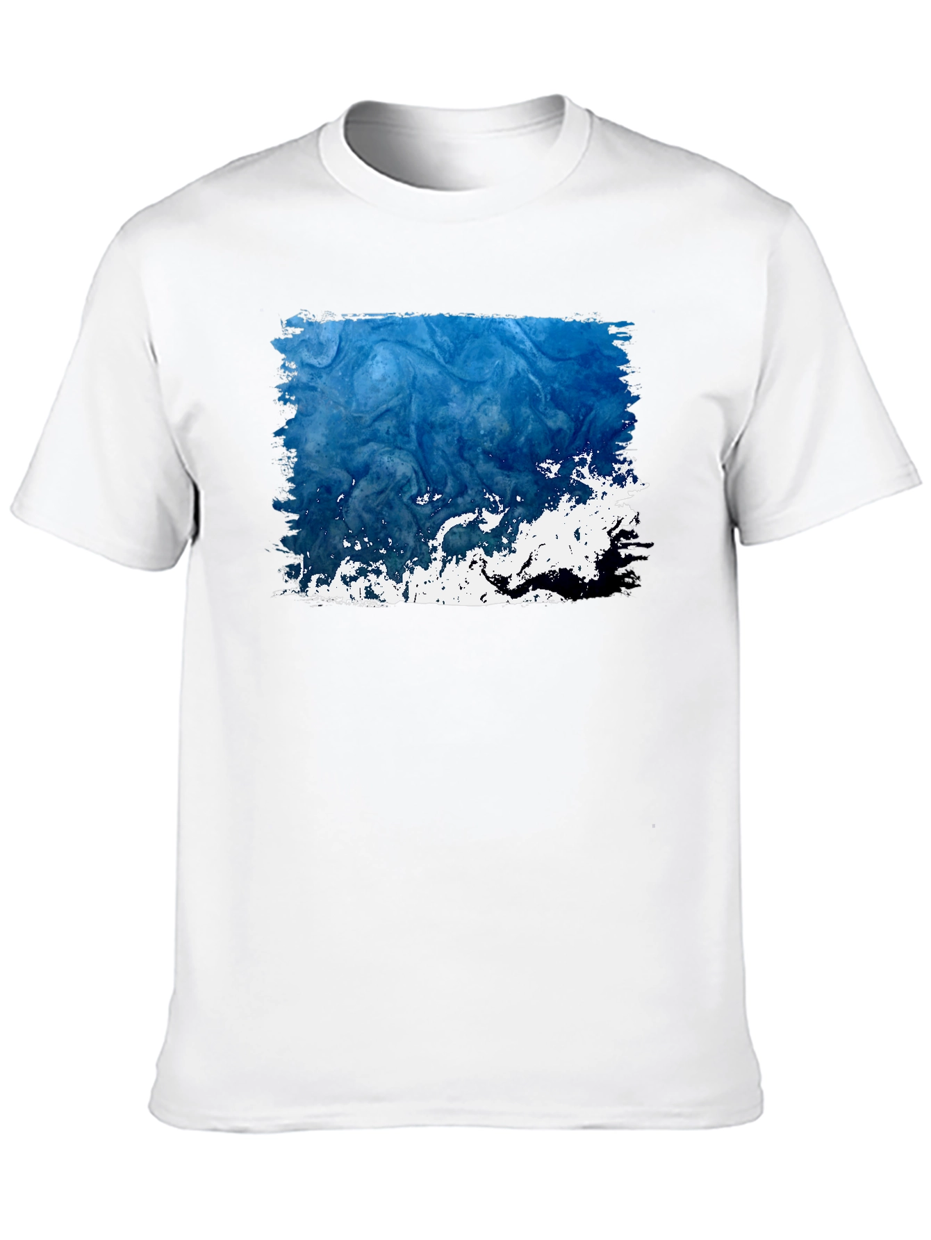 Abstract Blue Wave Graphic Black Tee