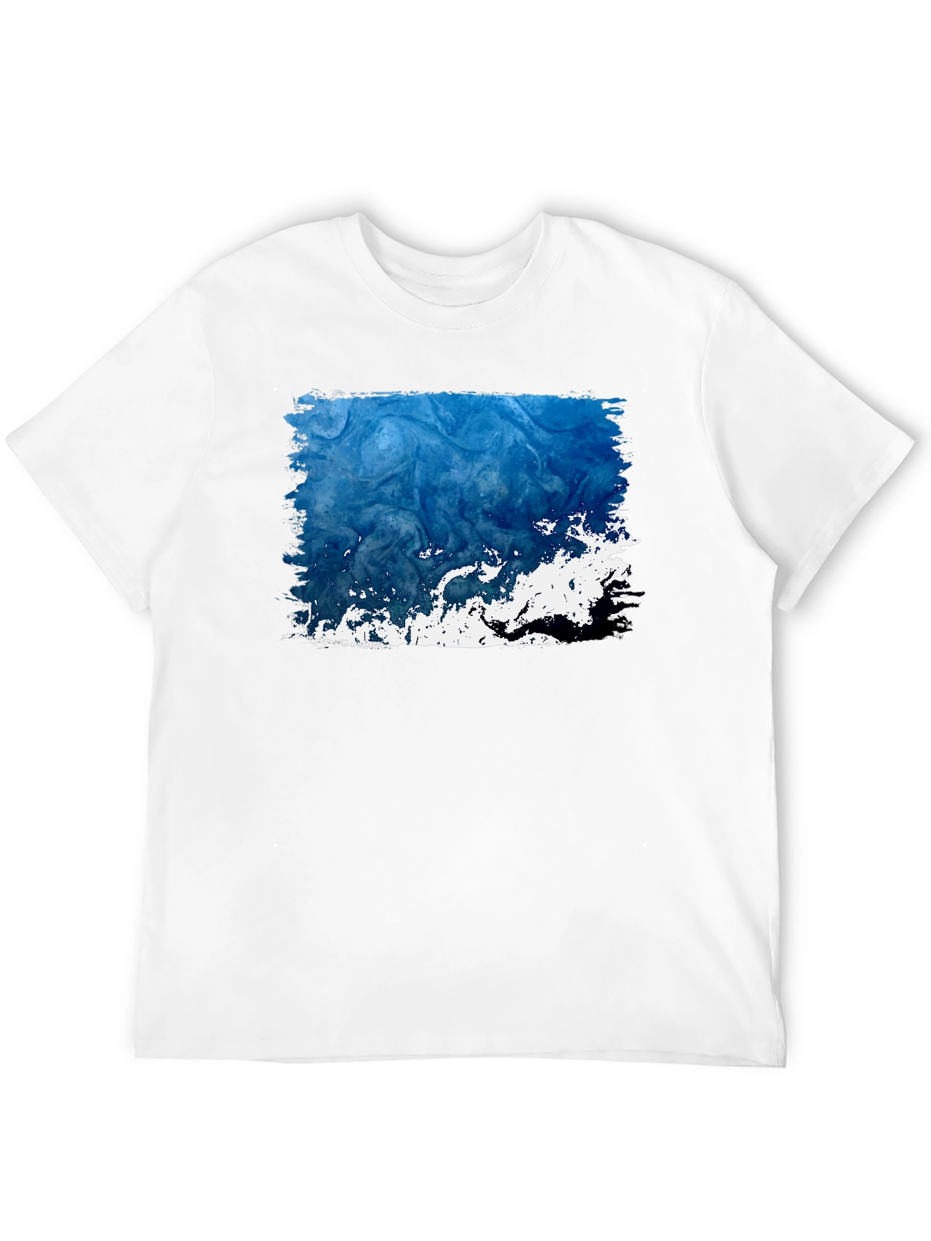 Abstract Blue Wave Graphic Black Tee