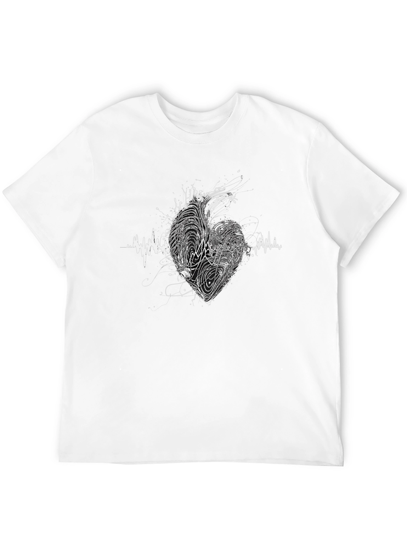 Heartbeat Heart Graphic Tee - Black Unisex T-Shirt
