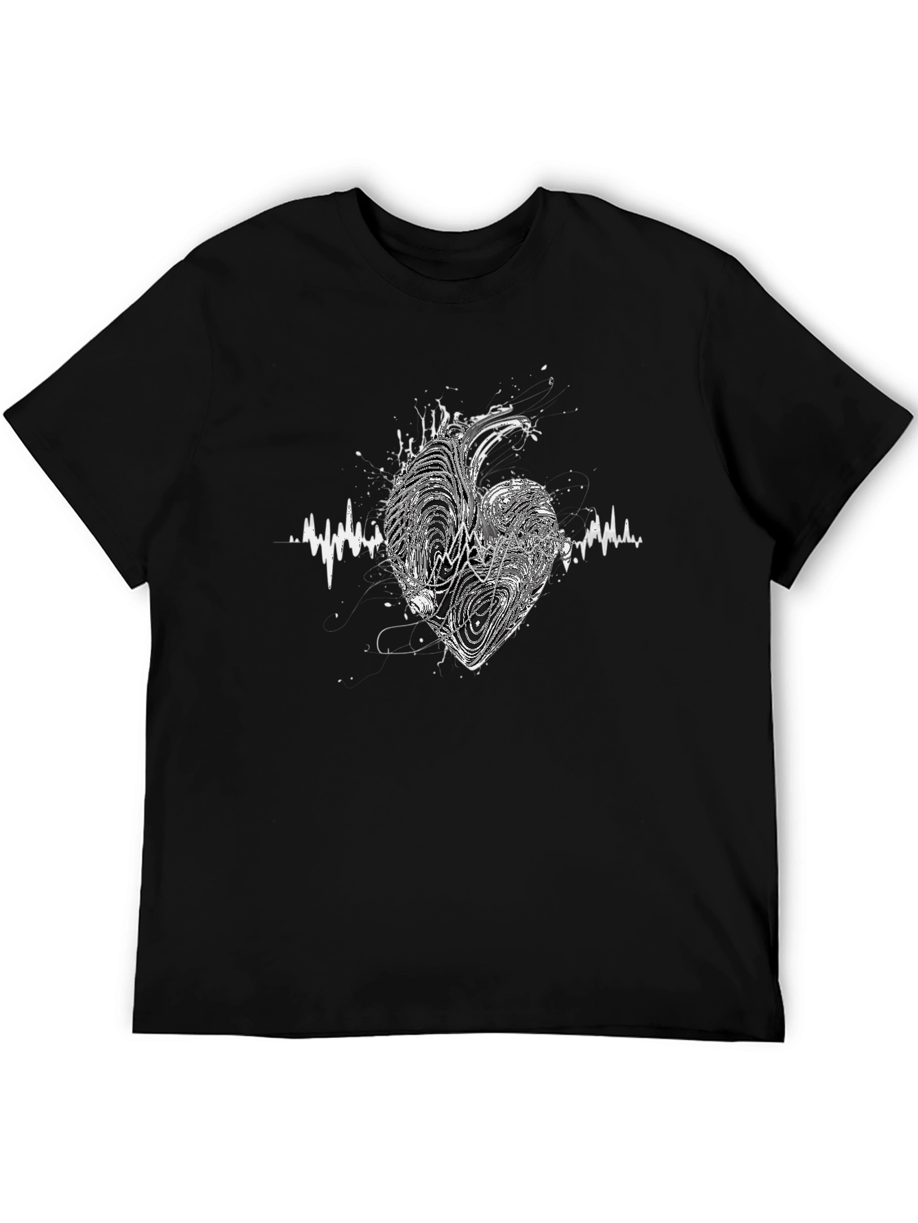 Heartbeat Heart Graphic Tee - Black Unisex T-Shirt