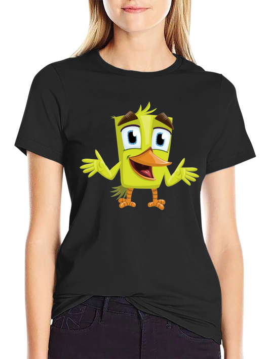 Cartoon Duck Graphic Tee - Black Unisex T-Shirt