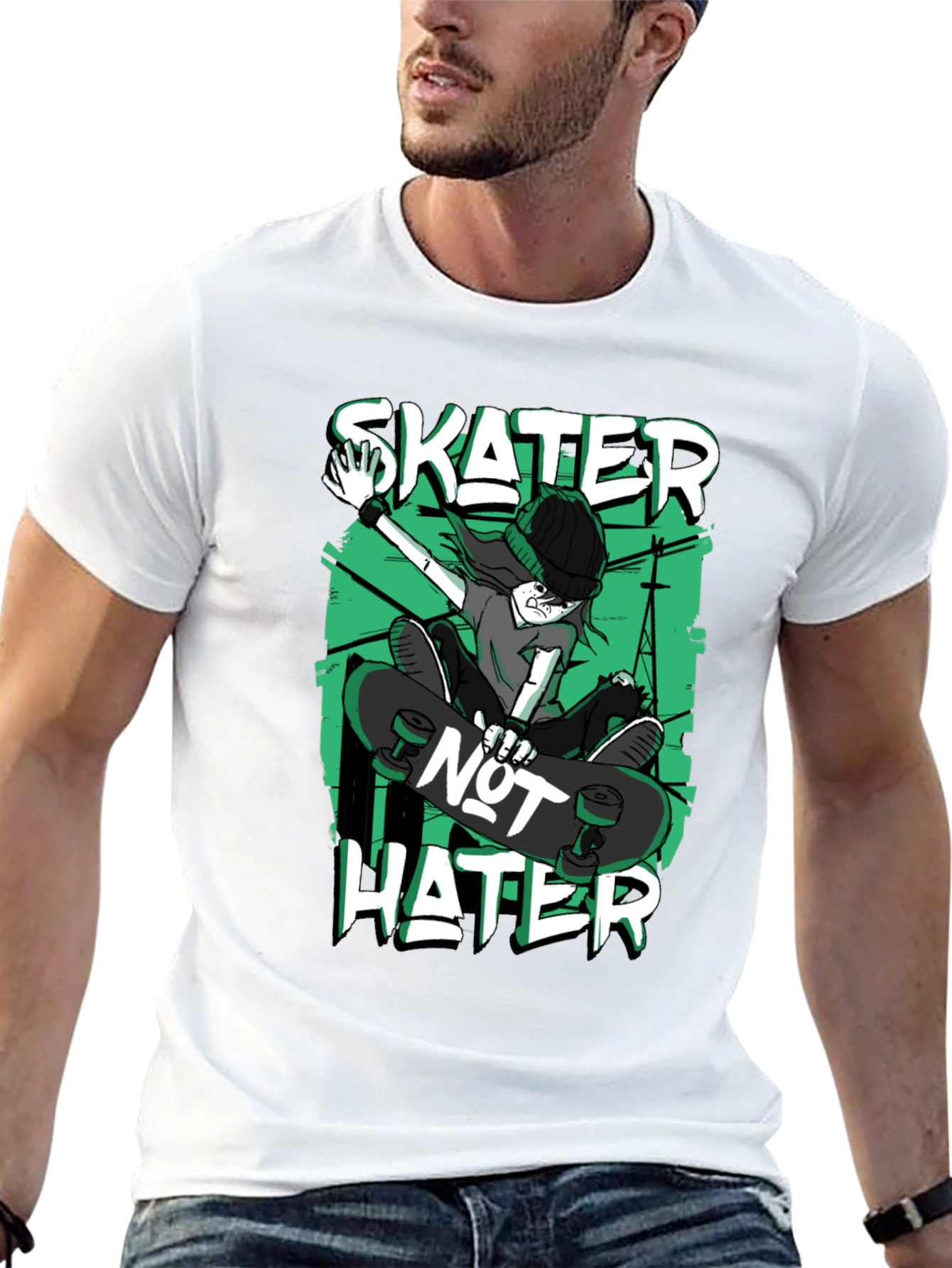 Skater Not Hater Black Graphic T-Shirt