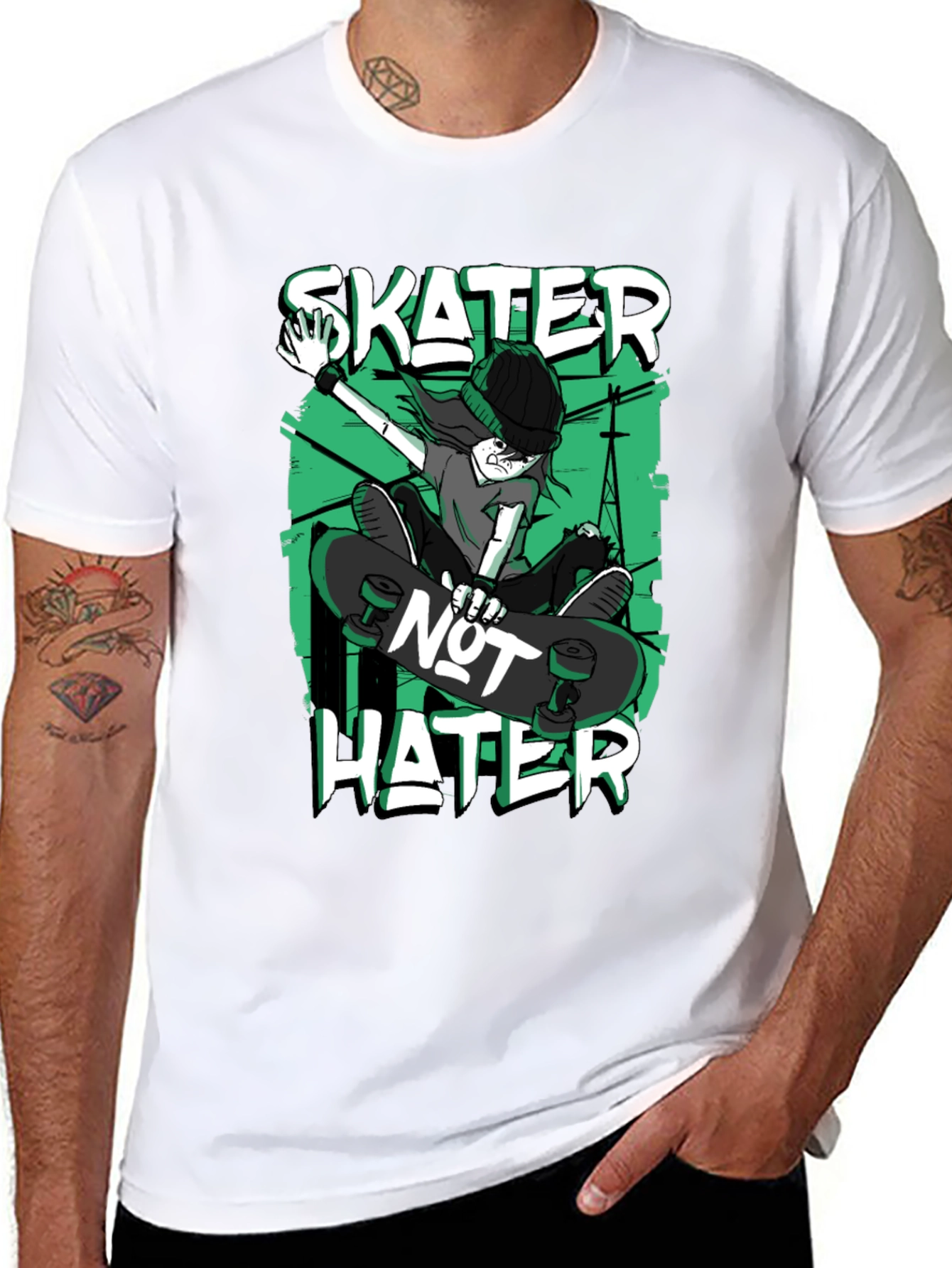 Skater Not Hater Black Graphic T-Shirt