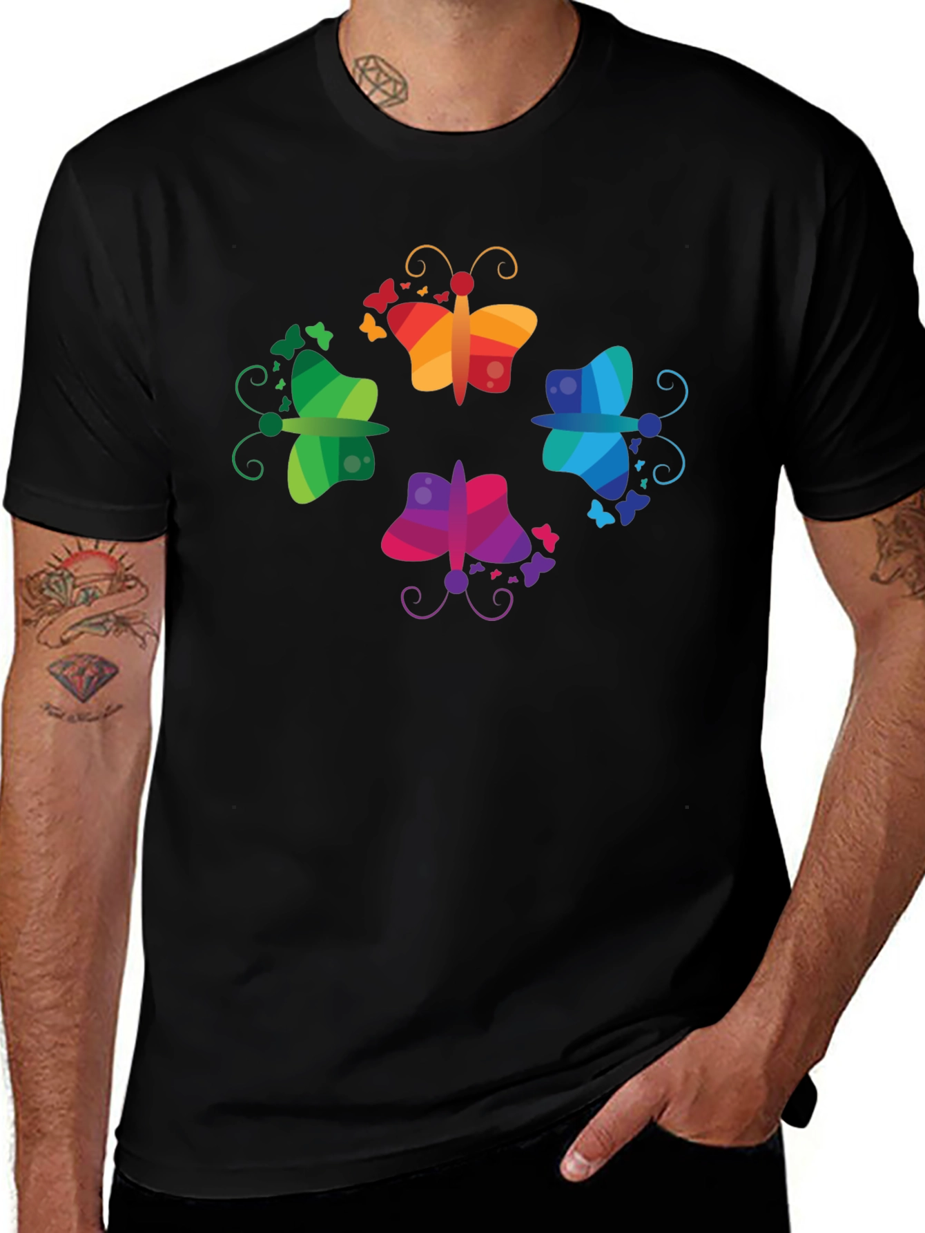 Rainbow Butterfly Graphic Tee - Fun & Vibrant