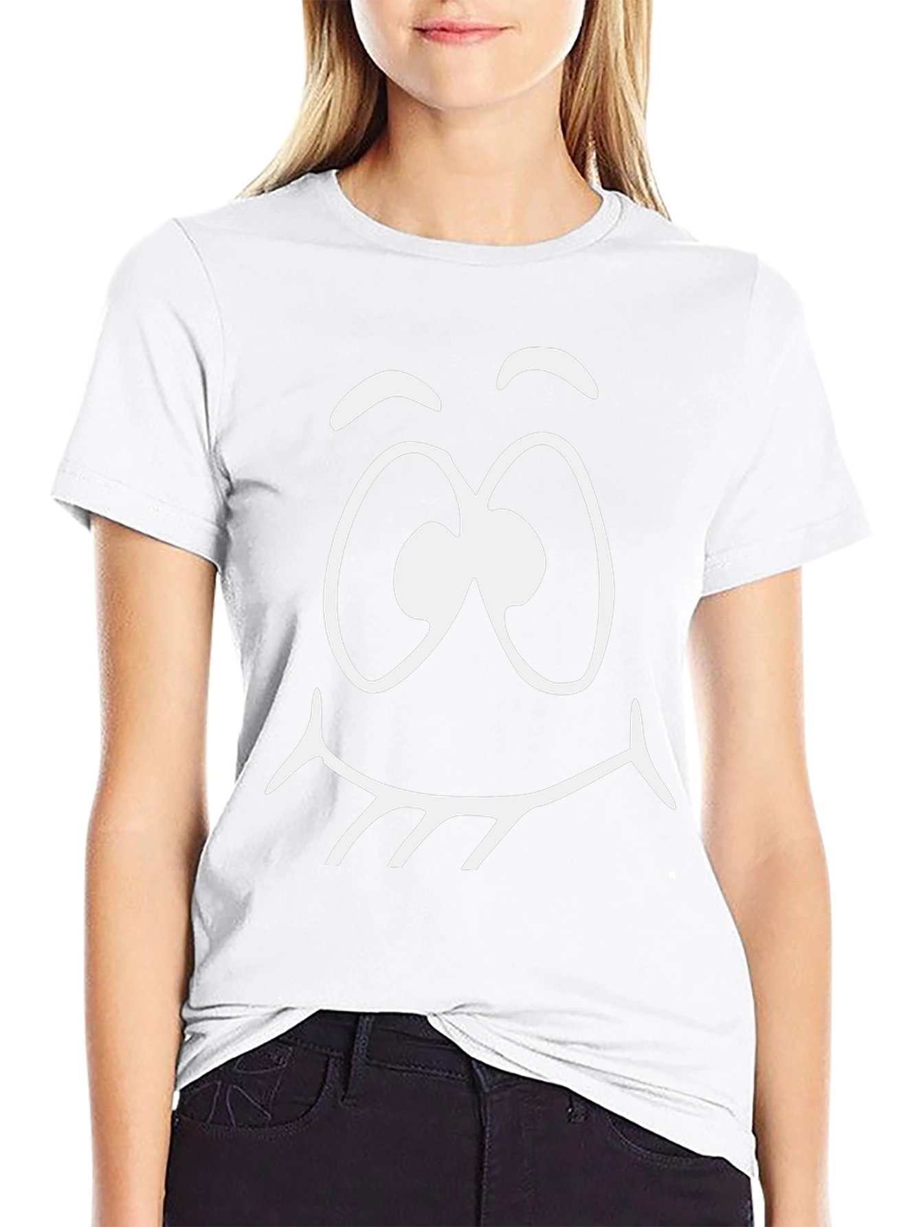 Cartoon Face Graphic Tee - Black