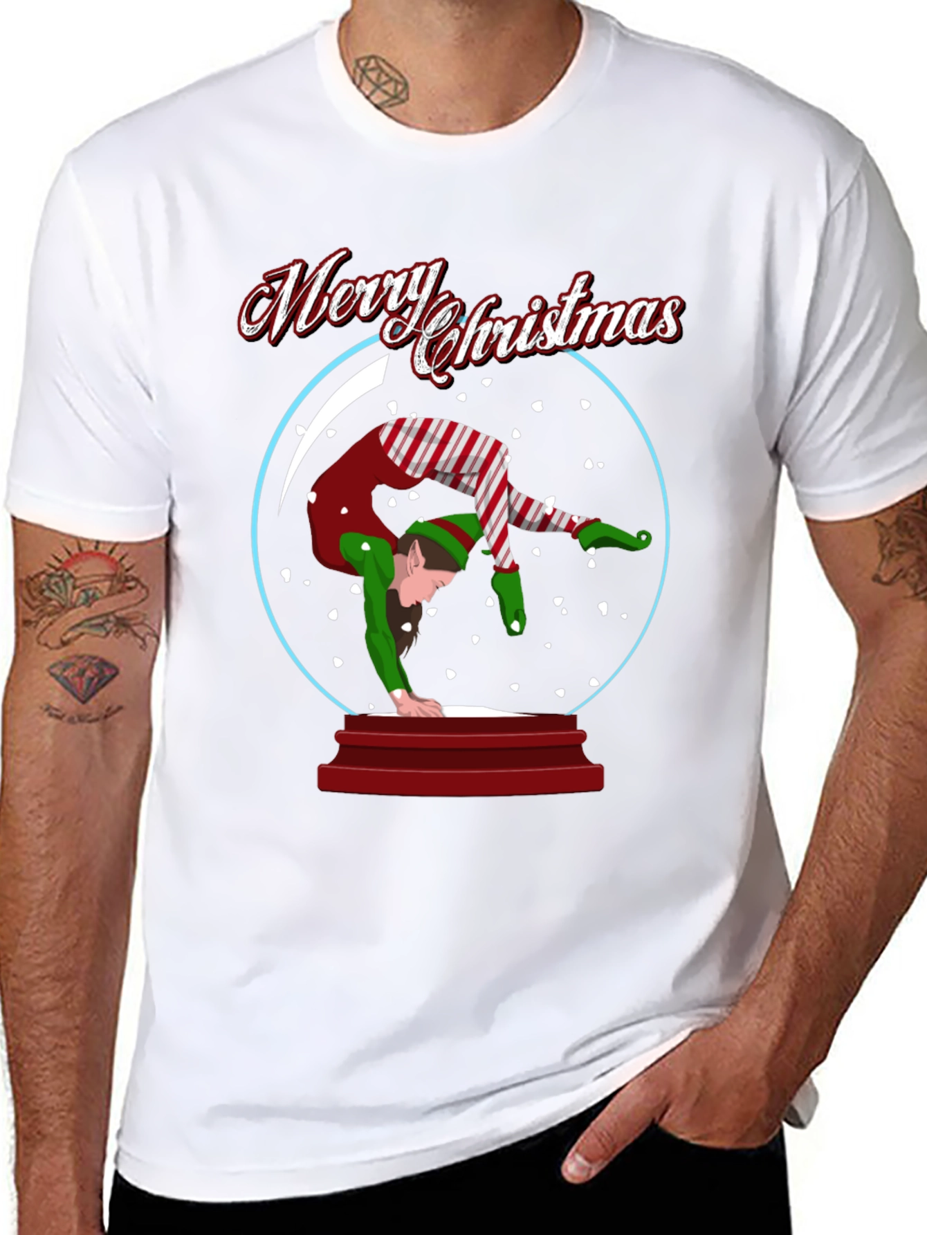Merry Christmas Elf Snow Globe T-Shirt