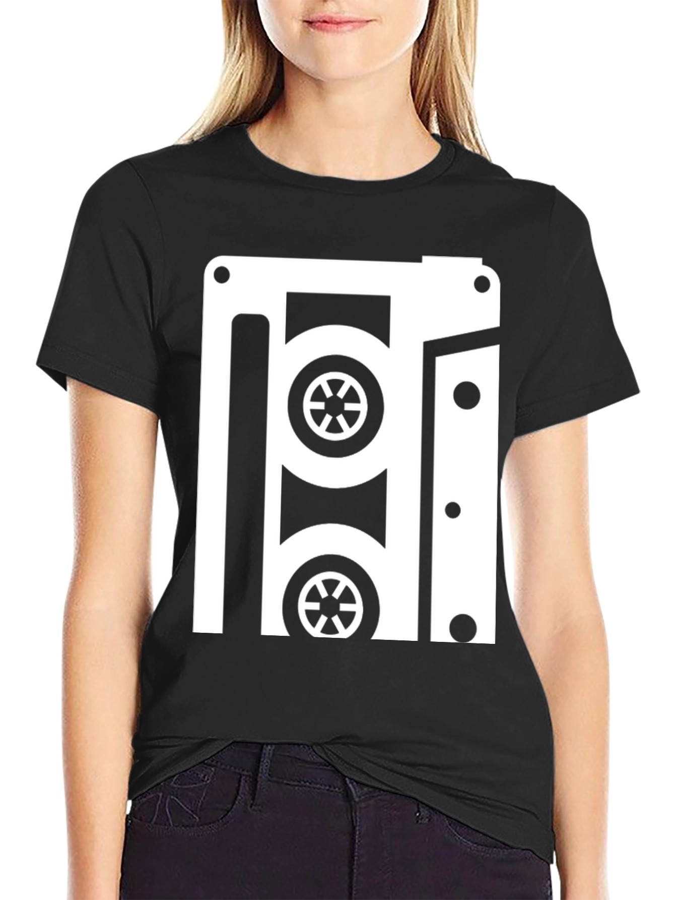 Retro Cassette Tape Graphic Tee - Black