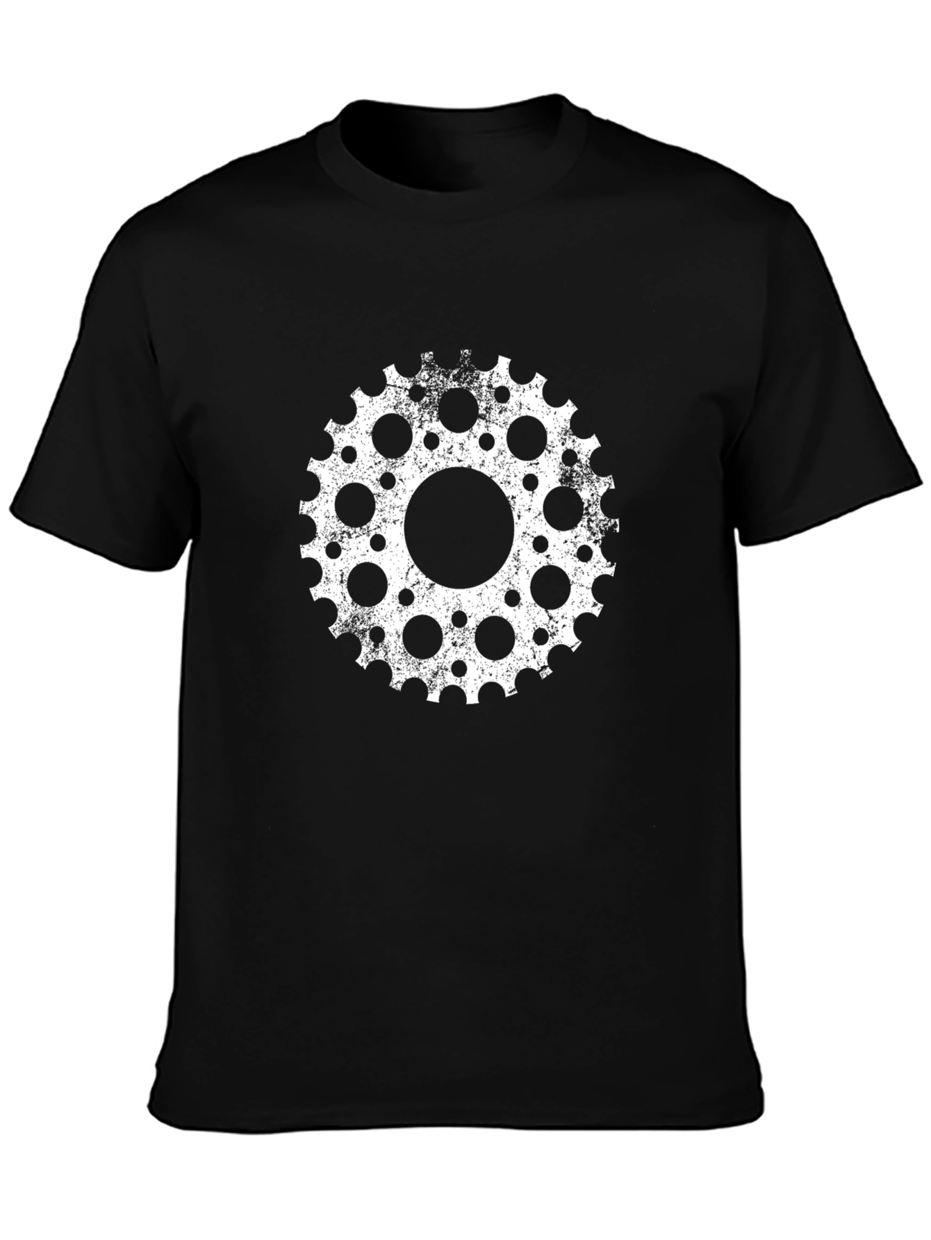 Gear Wheel Graphic Tee - Black Cotton Blend Shirt