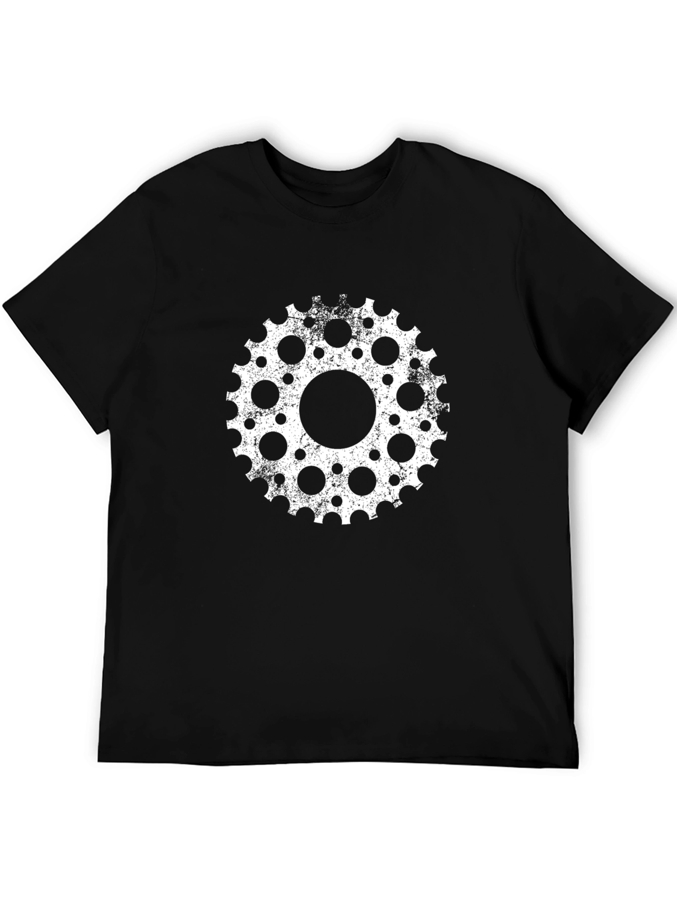 Gear Wheel Graphic Tee - Black Cotton Blend Shirt