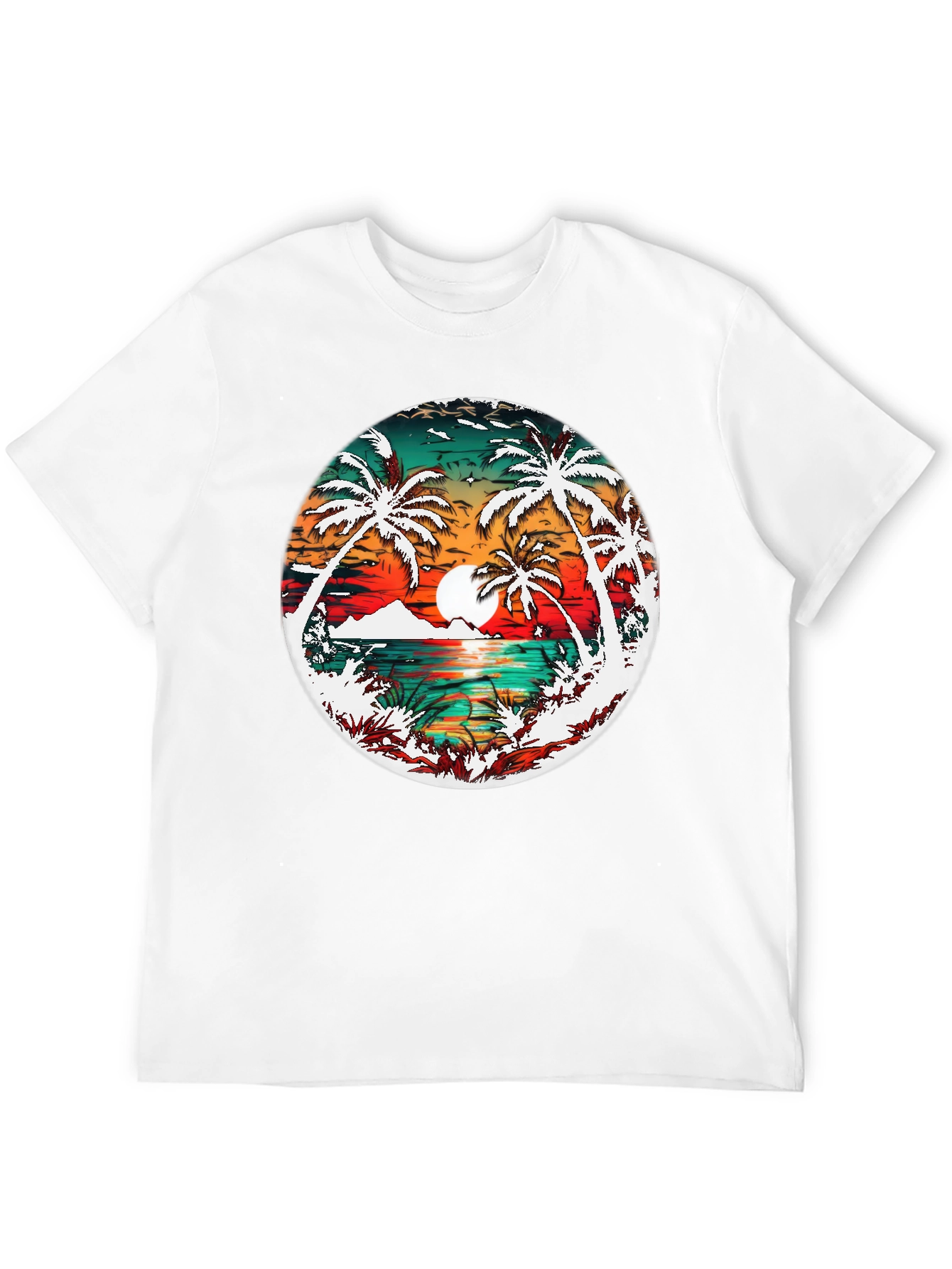 Tropical Sunset Palm Tree Graphic Tee