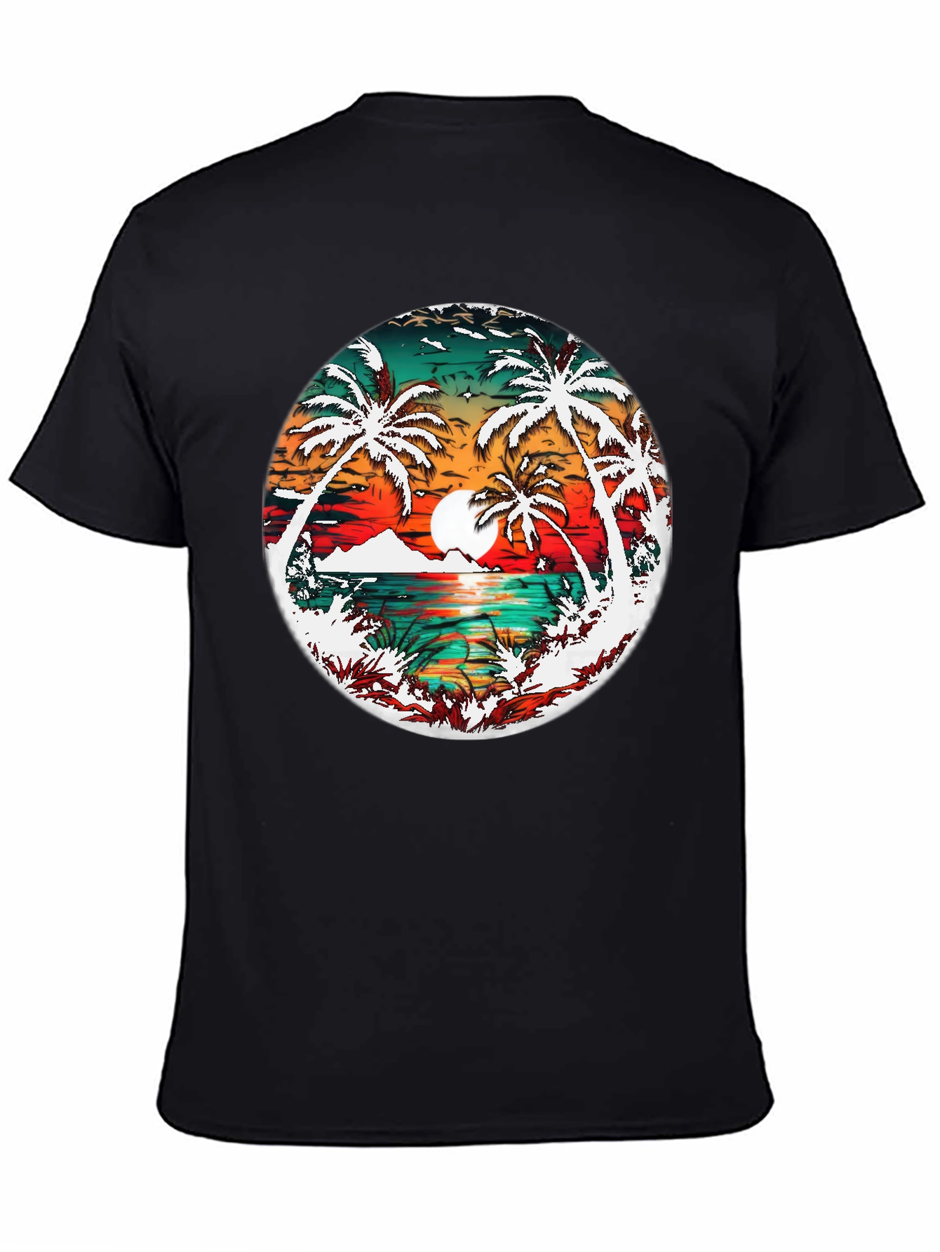 Tropical Sunset Palm Tree Graphic Tee