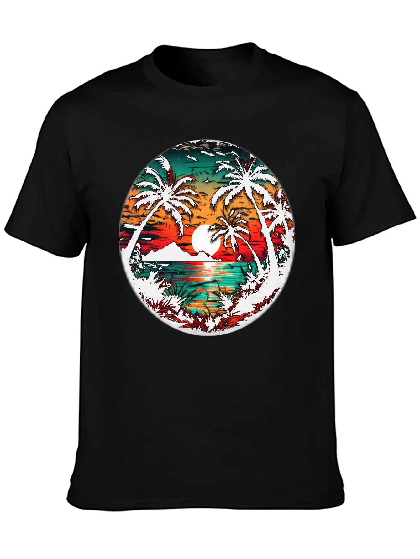 Tropical Sunset Palm Tree Graphic Tee