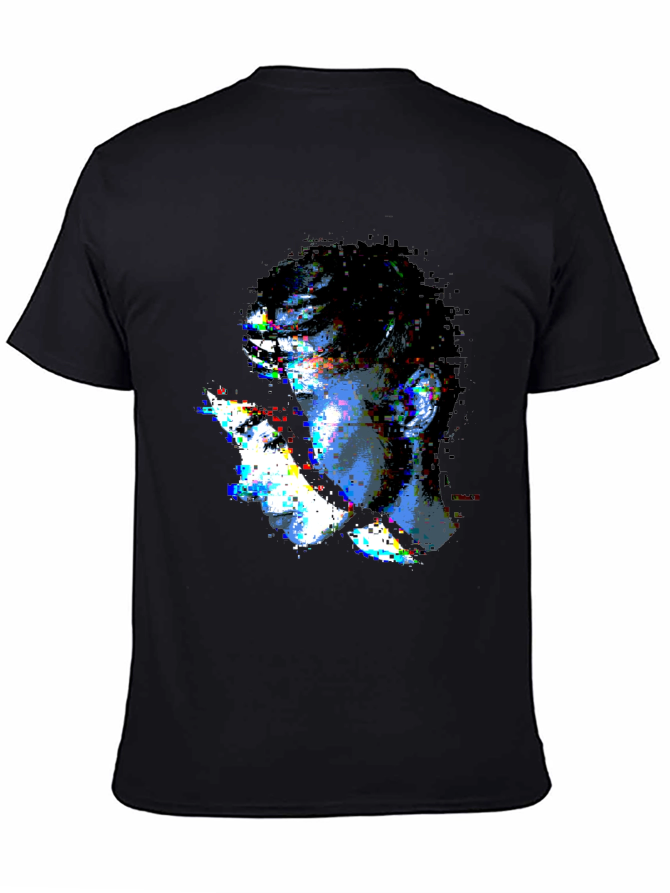 Glitch Art Graphic Black T-Shirt