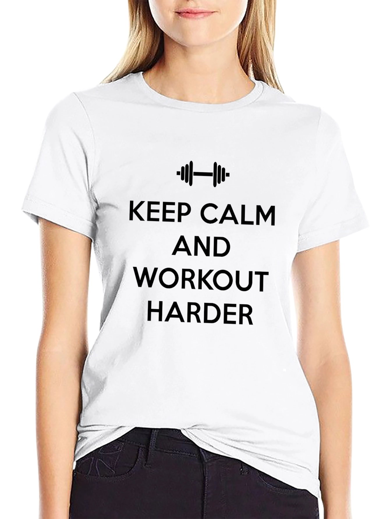 Keep Calm Workout Harder Black T-Shirt