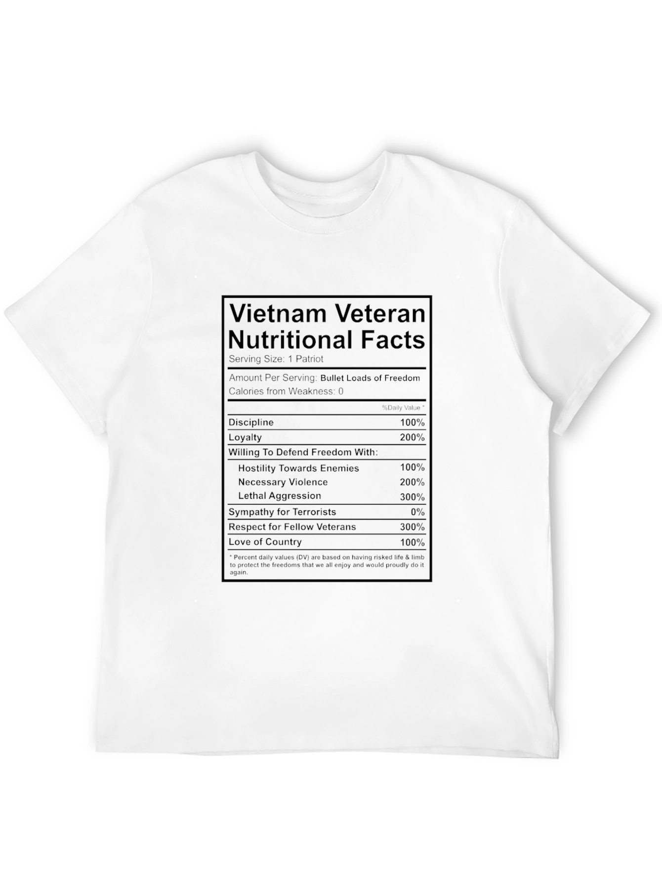 Vietnam Veteran Nutritional Facts T-Shirt