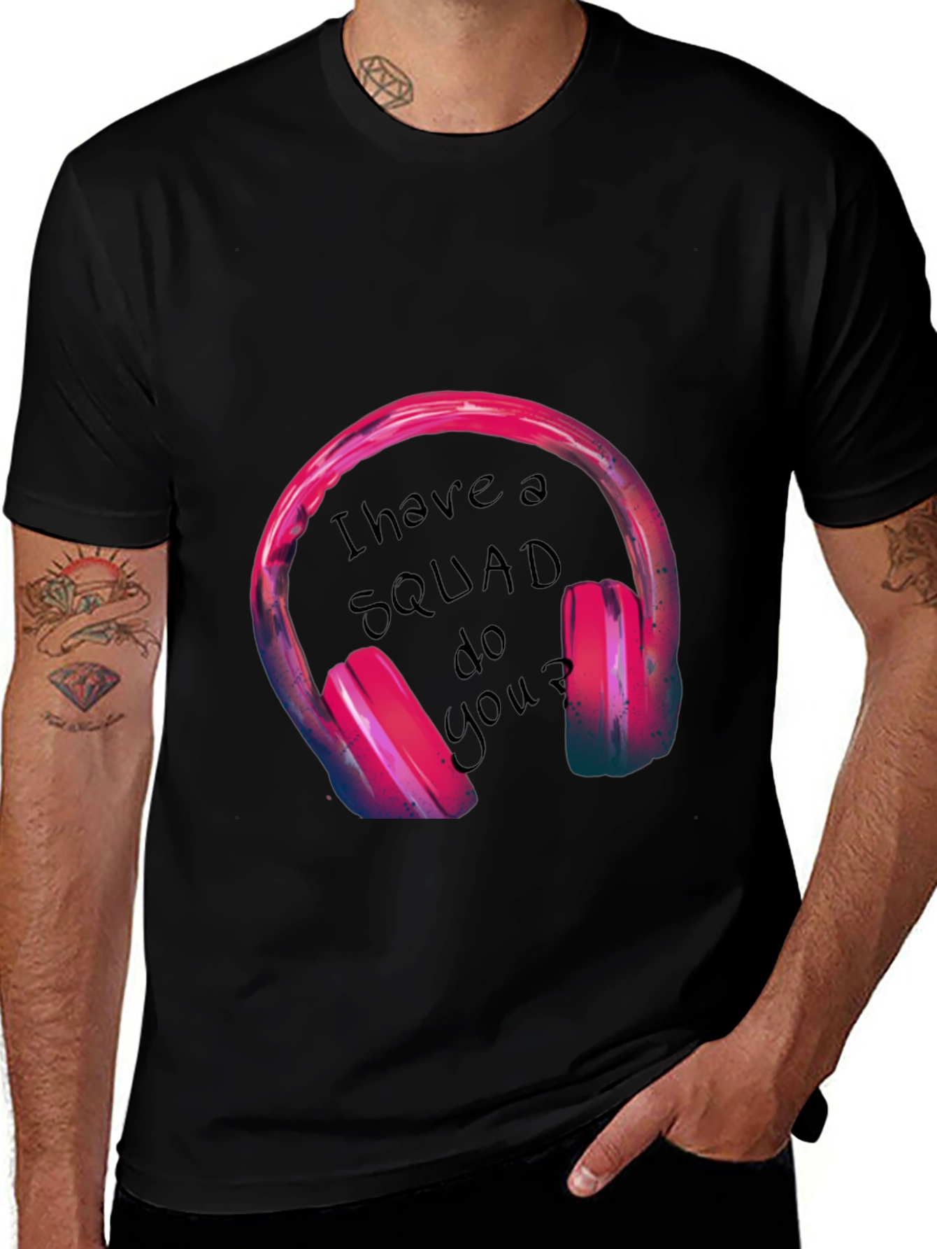 Squad Headphones Graphic Tee - Black T-Shirt