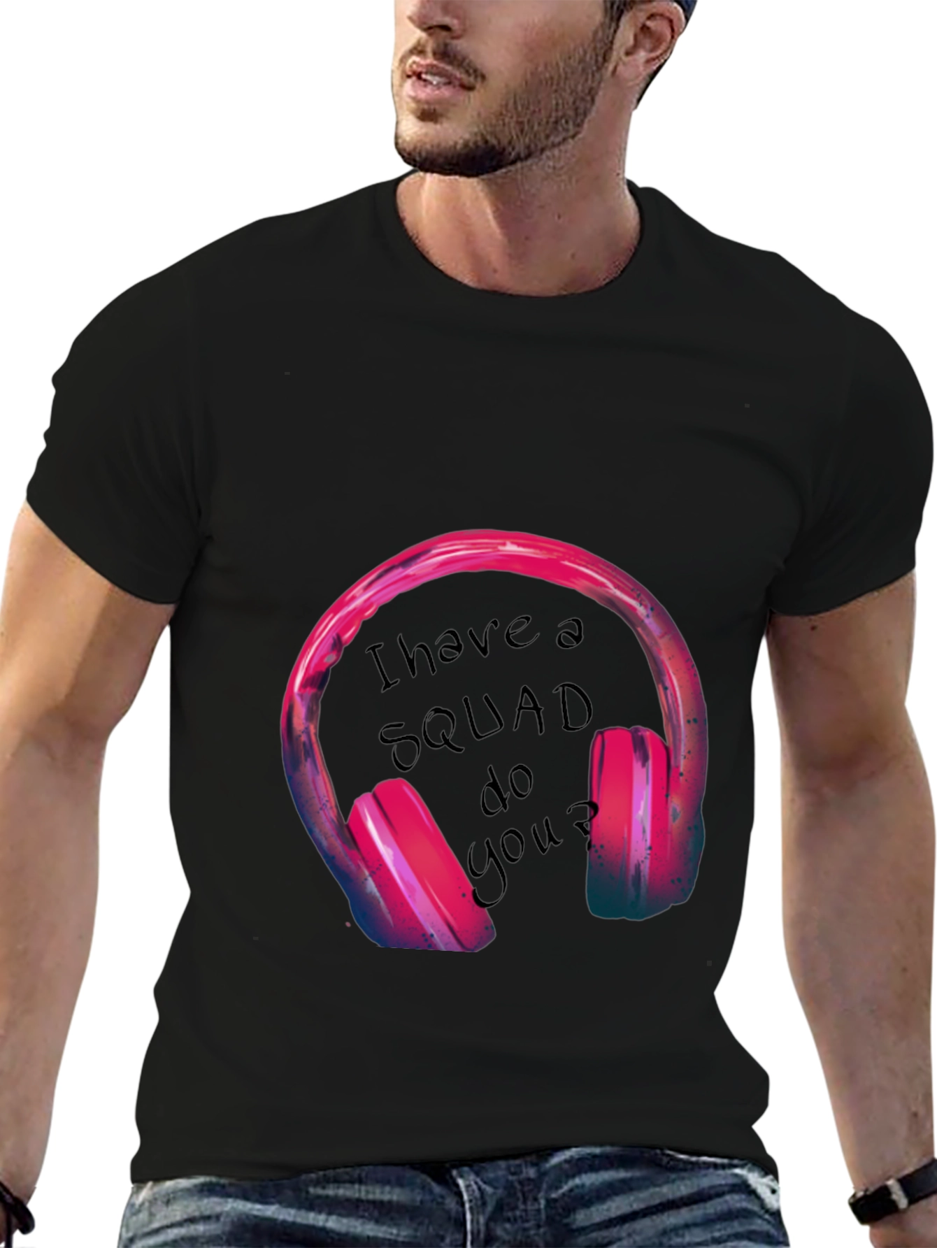 Squad Headphones Graphic Tee - Black T-Shirt