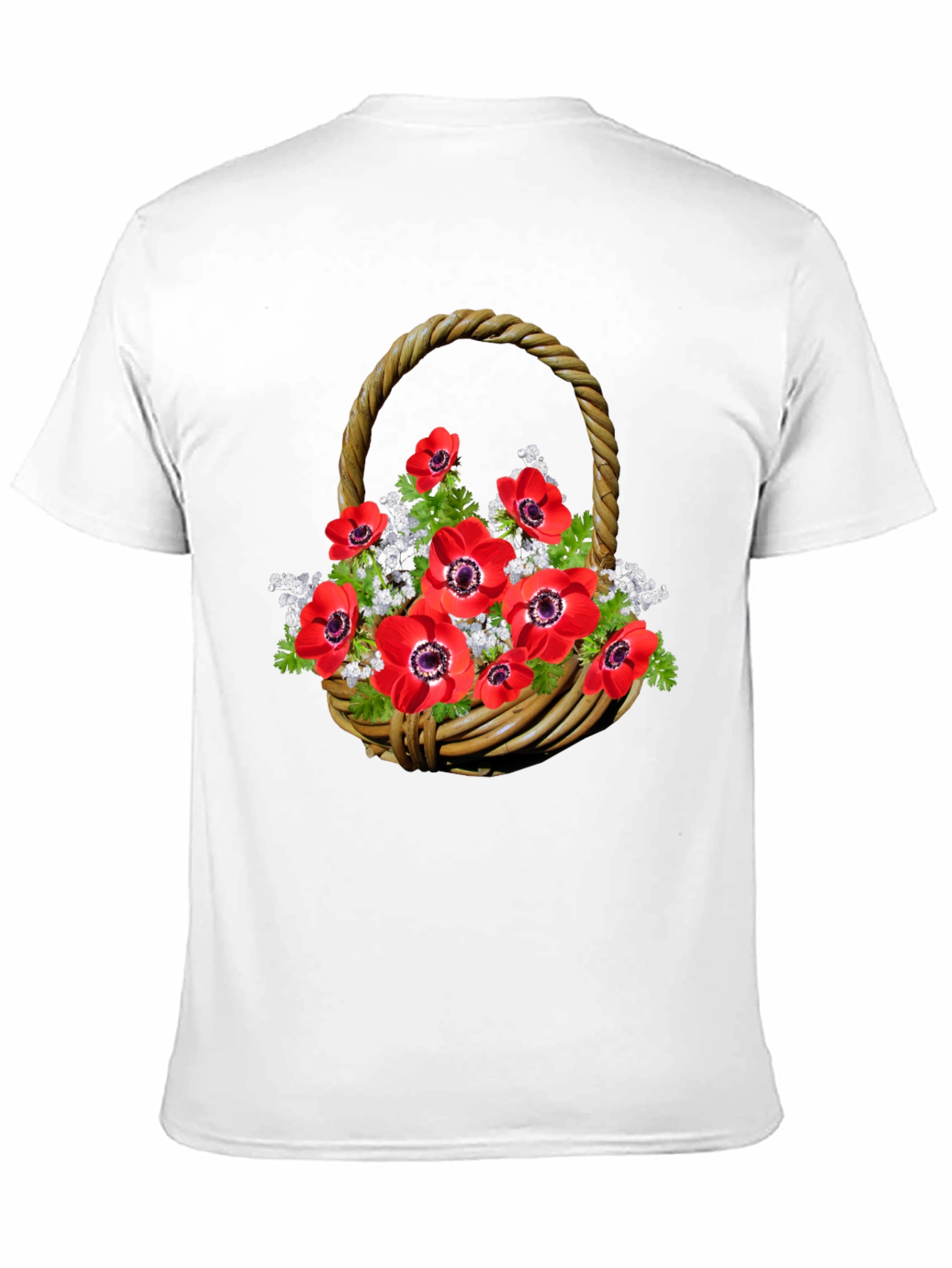 Floral Basket Graphic Tee - Casual Style