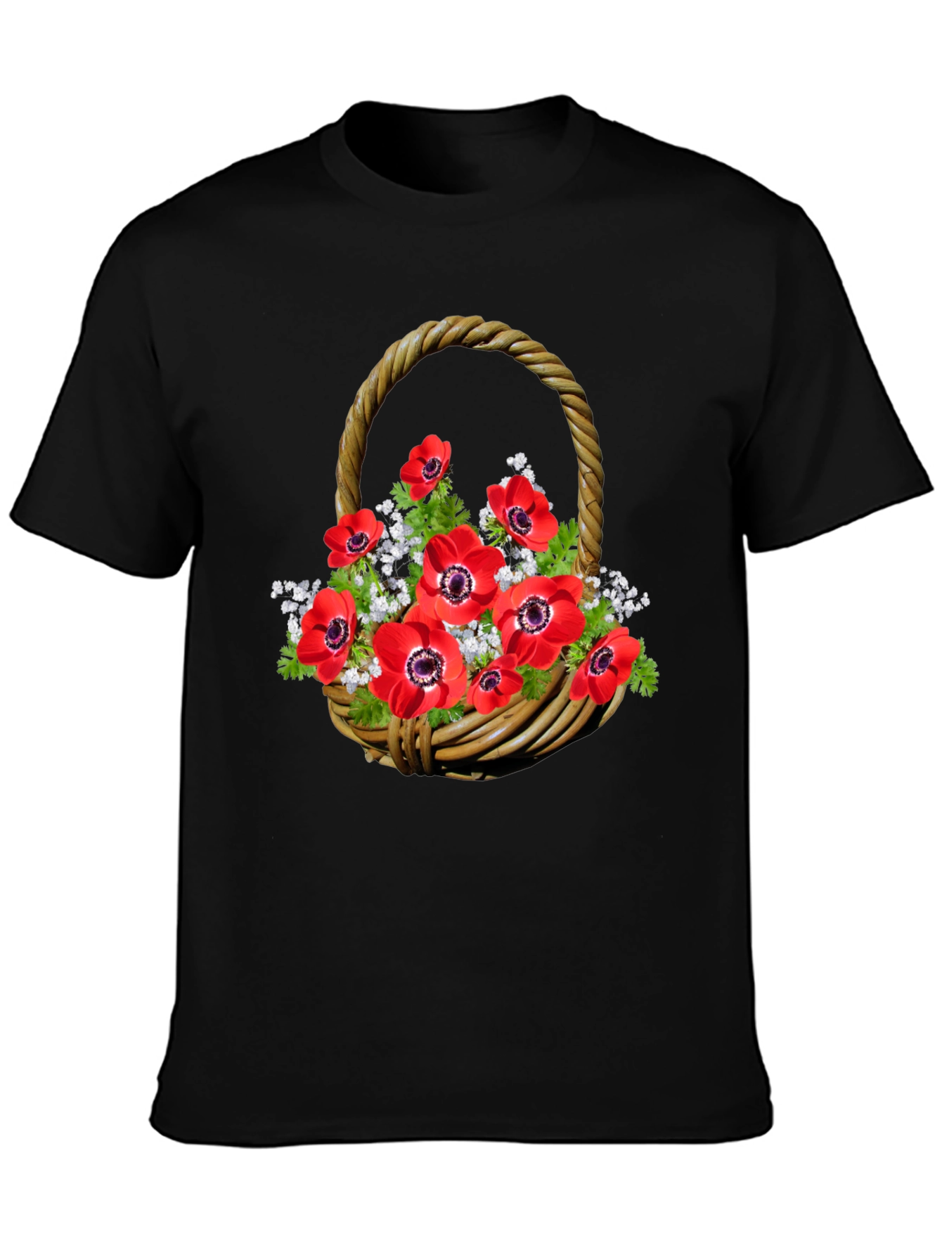 Floral Basket Graphic Tee - Casual Style