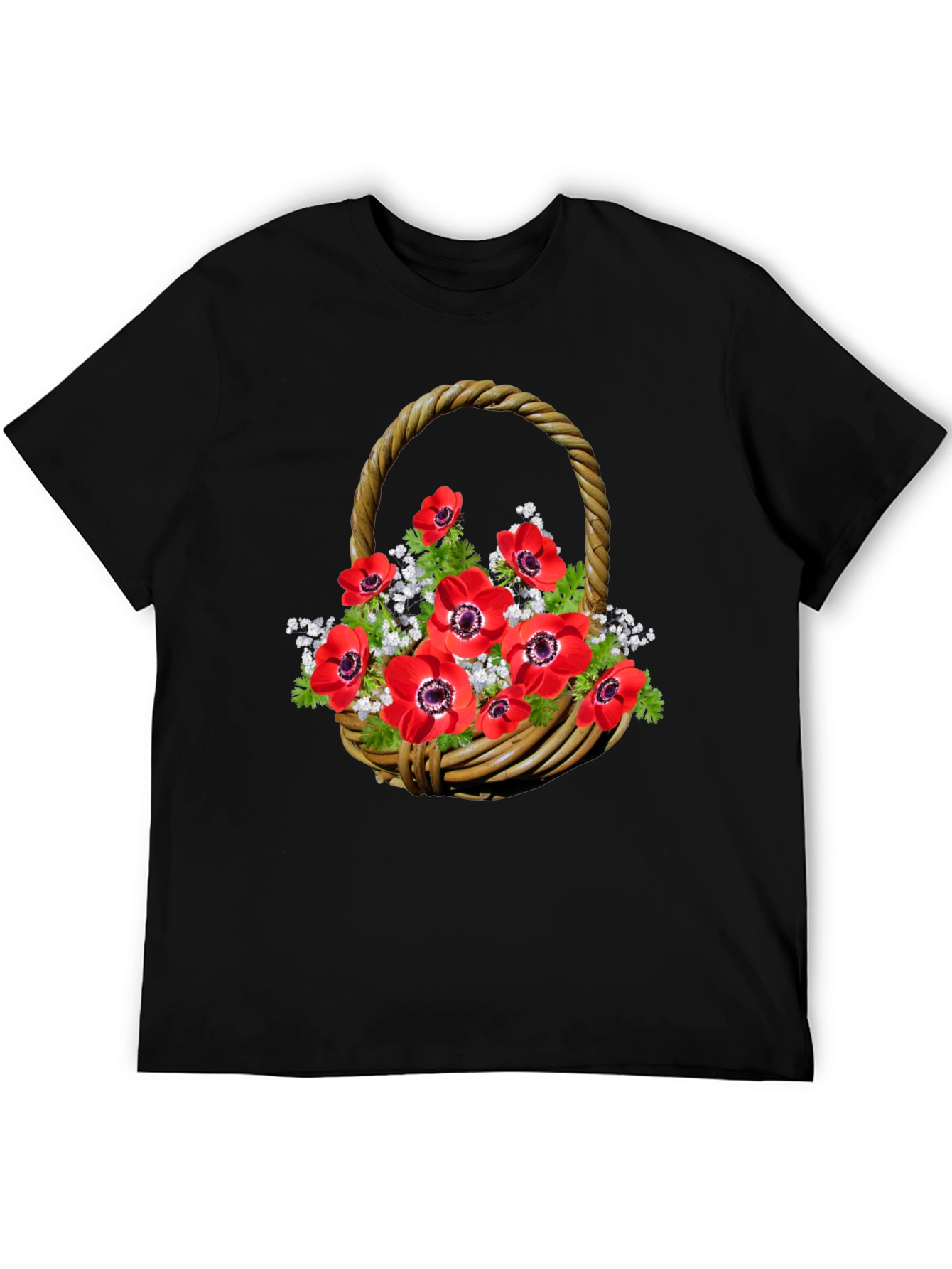 Floral Basket Graphic Tee - Casual Style