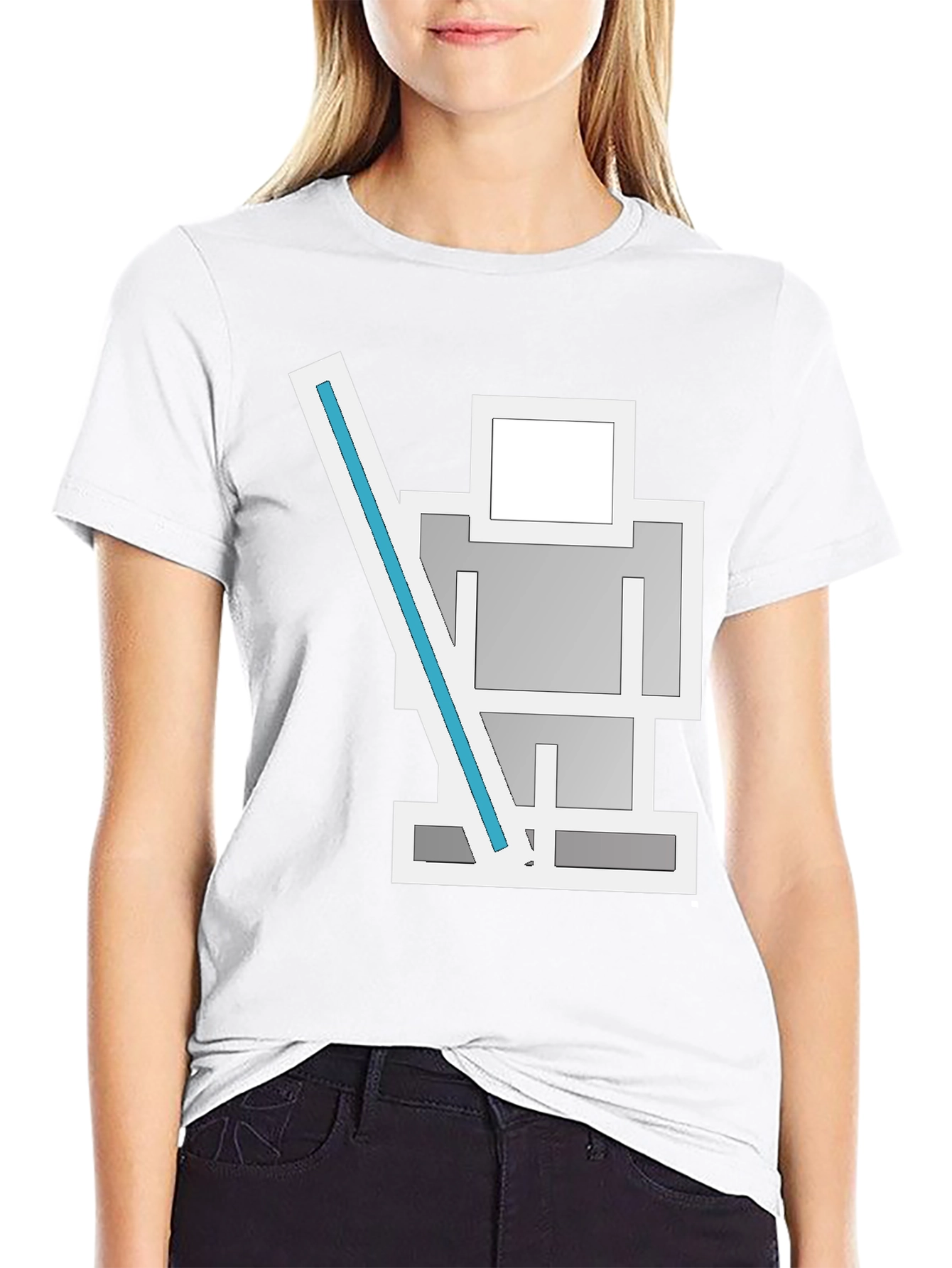 Robot Lightsaber Black T-Shirt