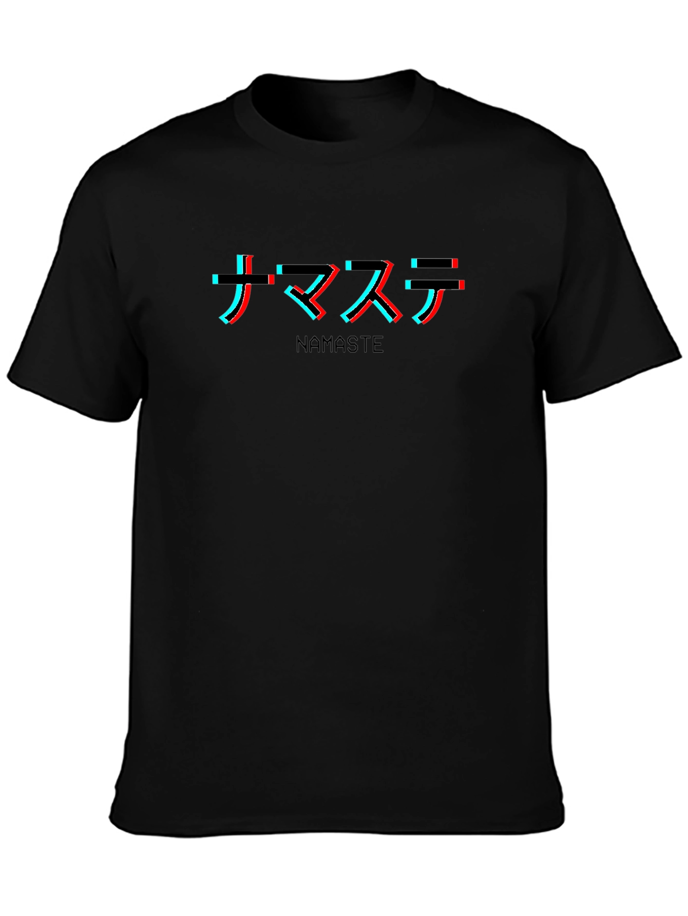 Namaste Glitch Graphic T-Shirt - Black