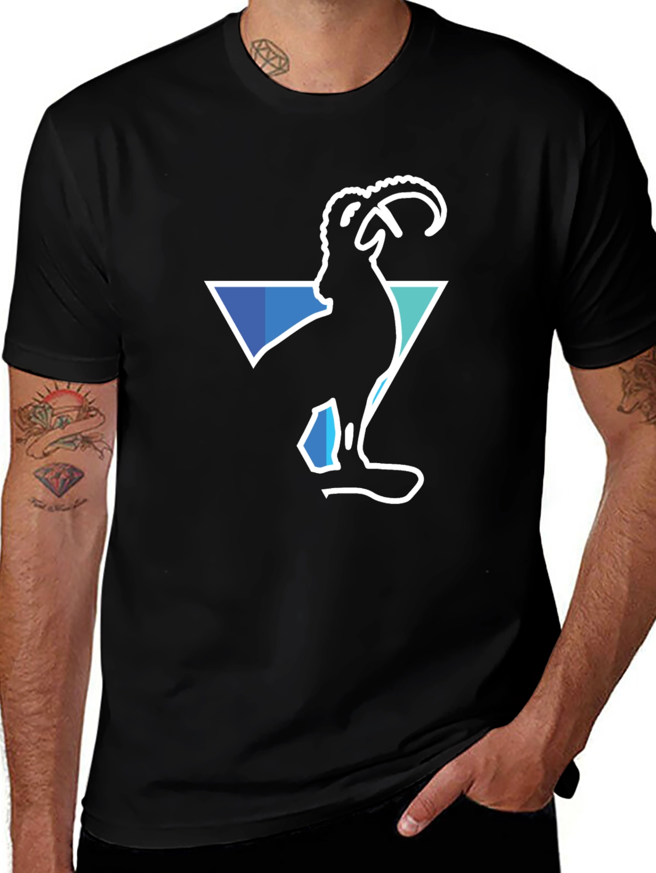 Ram Graphic Print Black T-Shirt