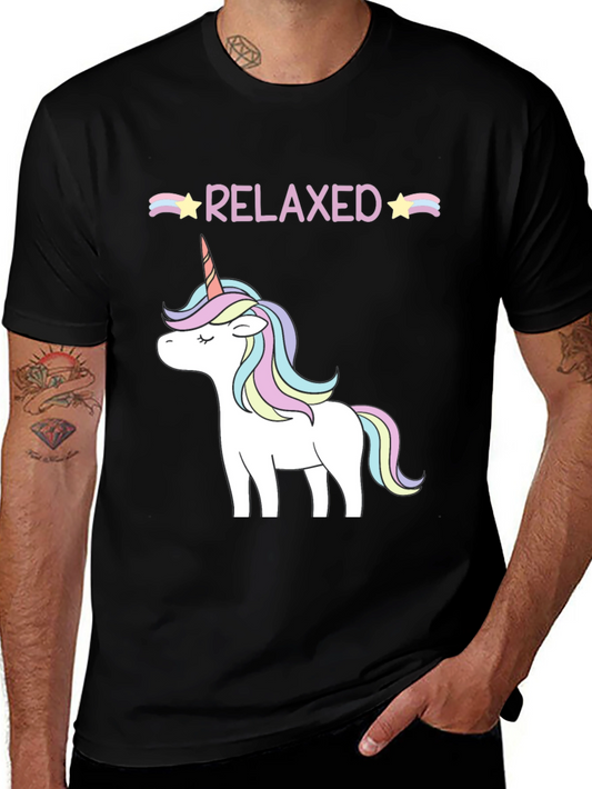 Relaxed Unicorn Graphic Tee - Black Cotton Blend