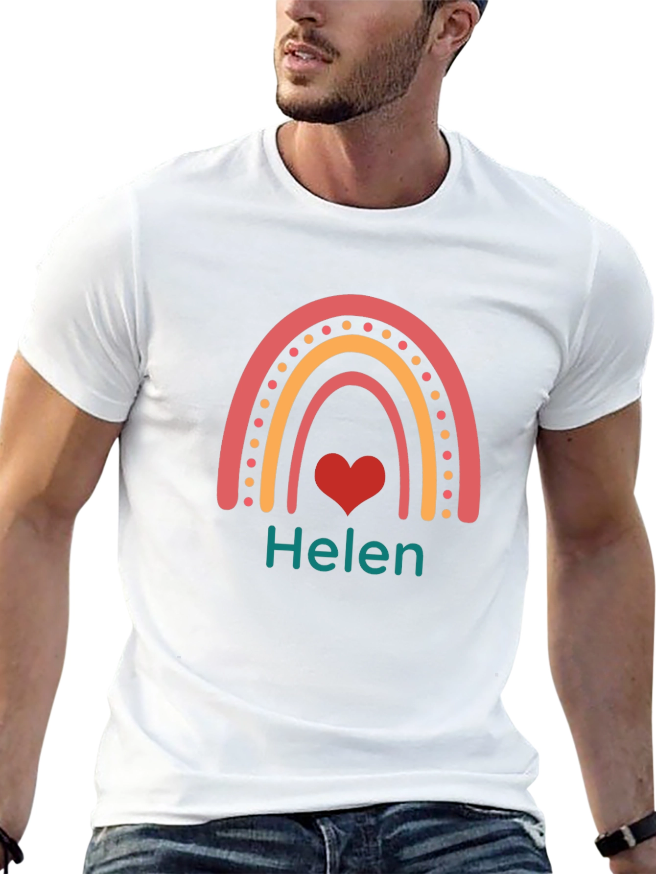 Personalized Helen Rainbow Heart T-Shirt