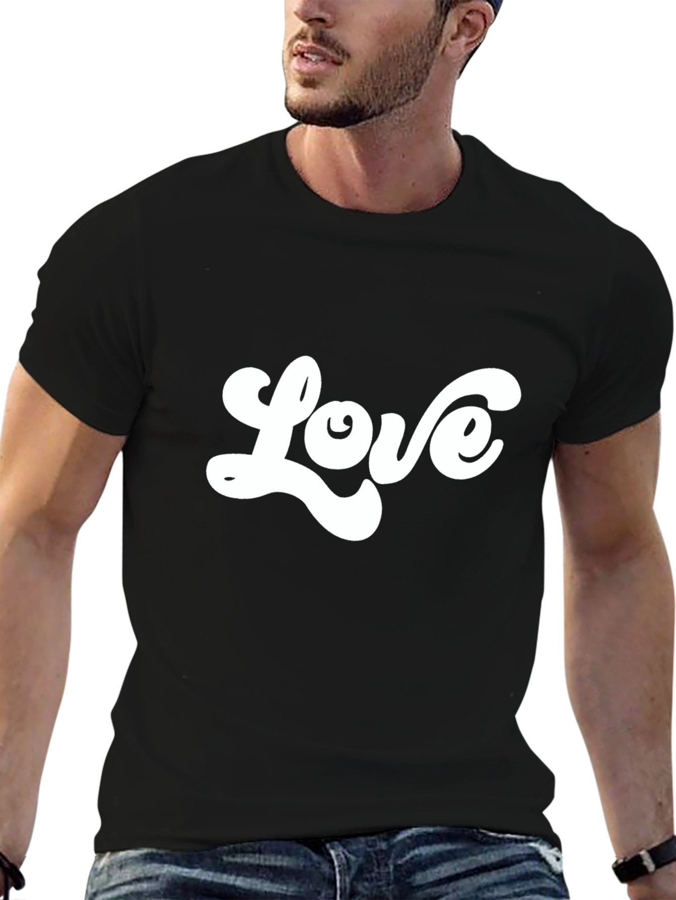 Retro Love Graphic Black T-Shirt
