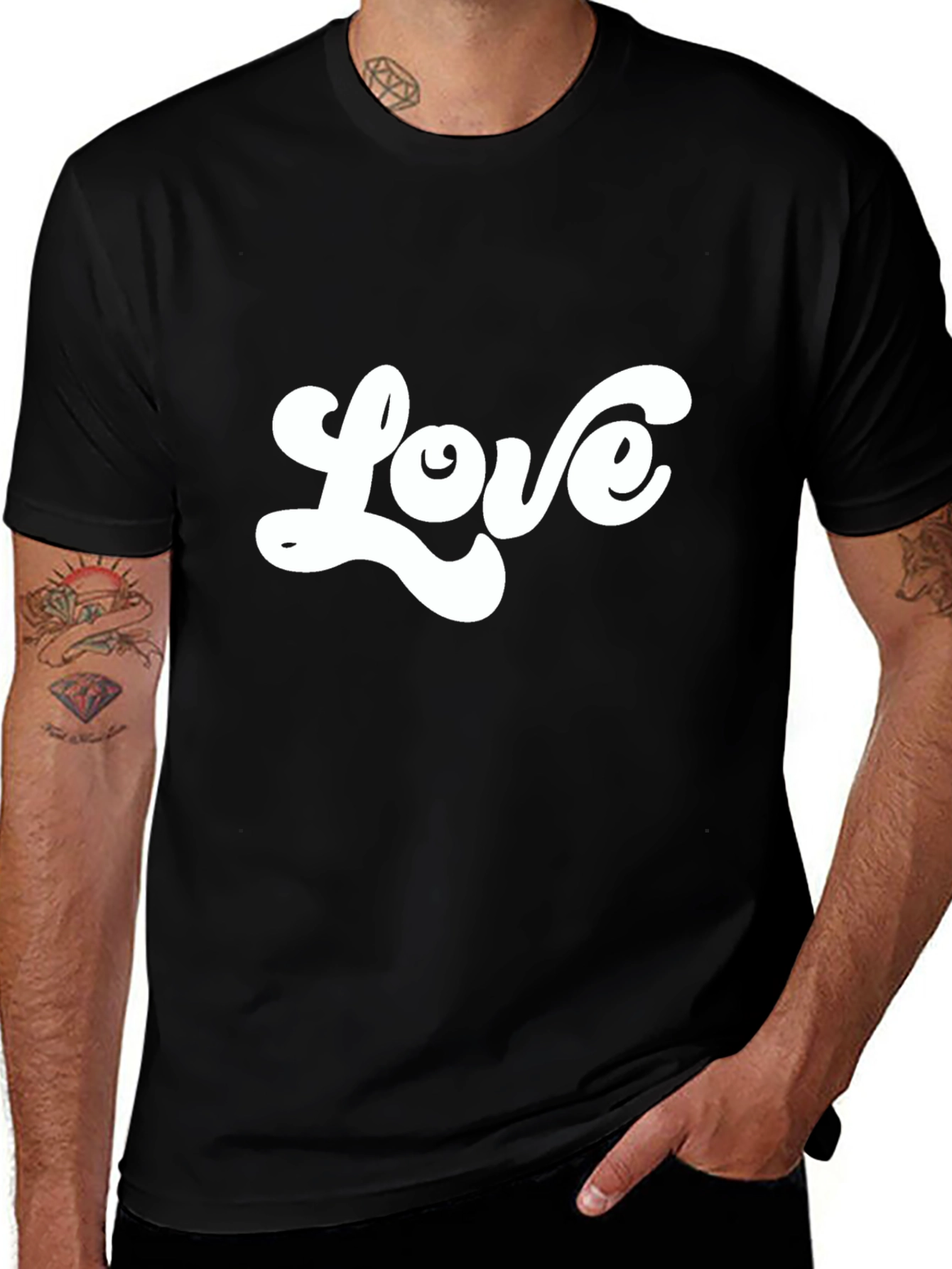 Retro Love Graphic Black T-Shirt