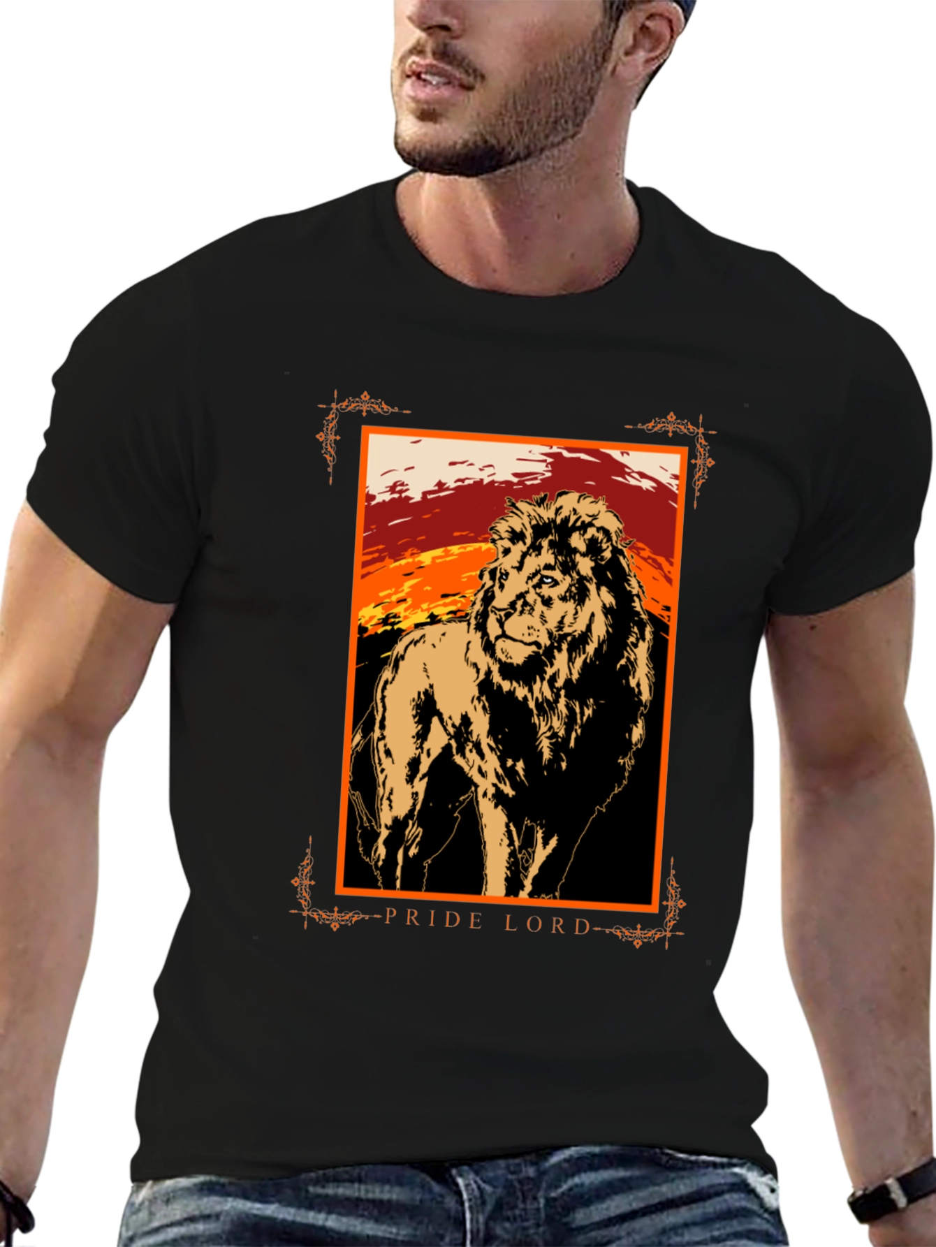 Pride Lord Lion Graphic T-Shirt - Black