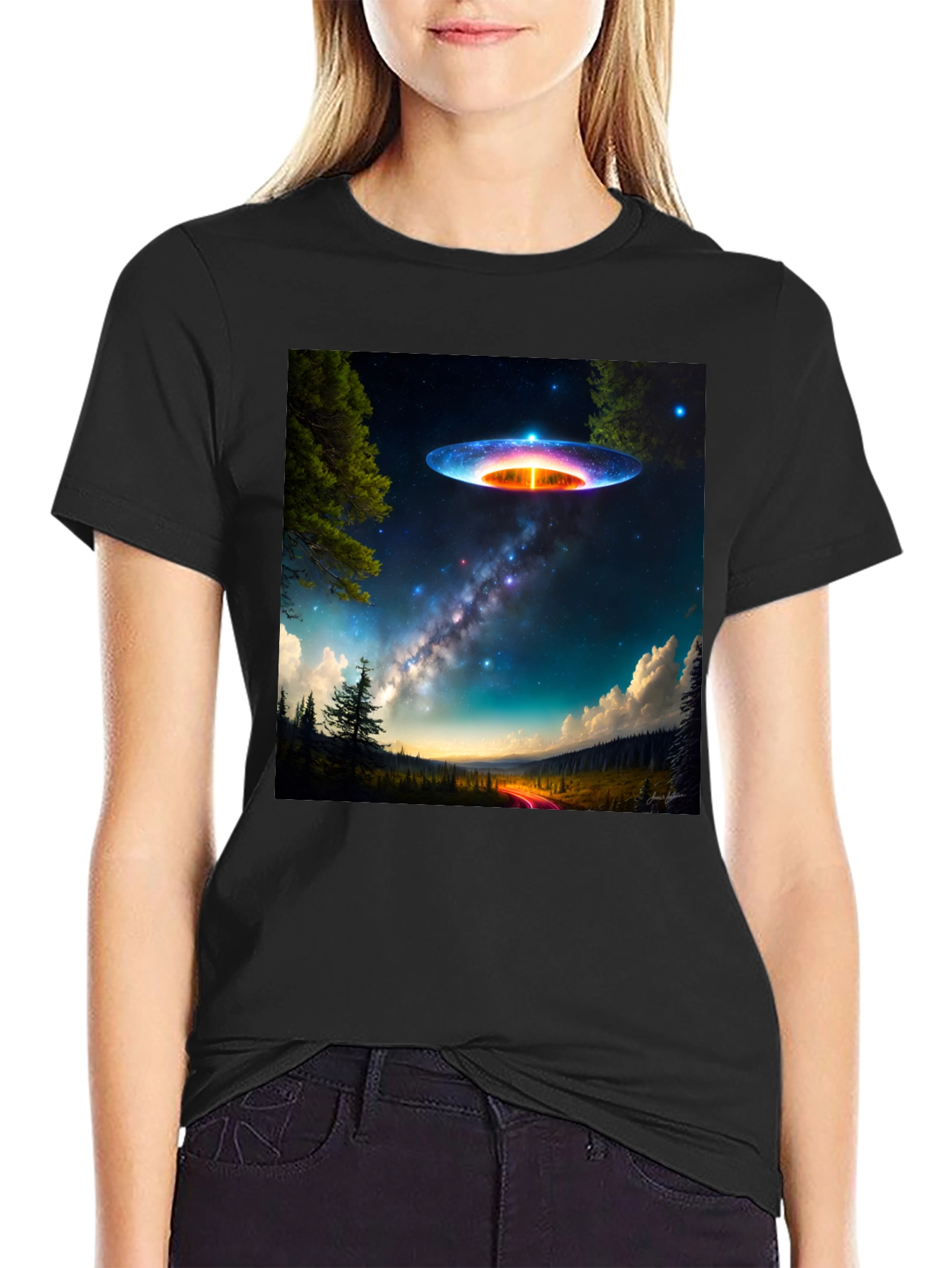 UFO Landscape T-Shirt - Galaxy Alien Graphic Tee