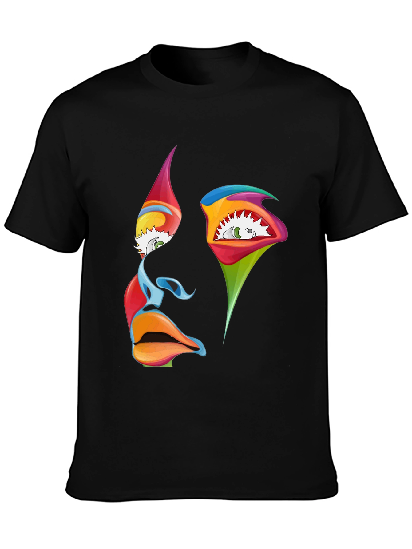 Abstract Face Graphic Black T-Shirt