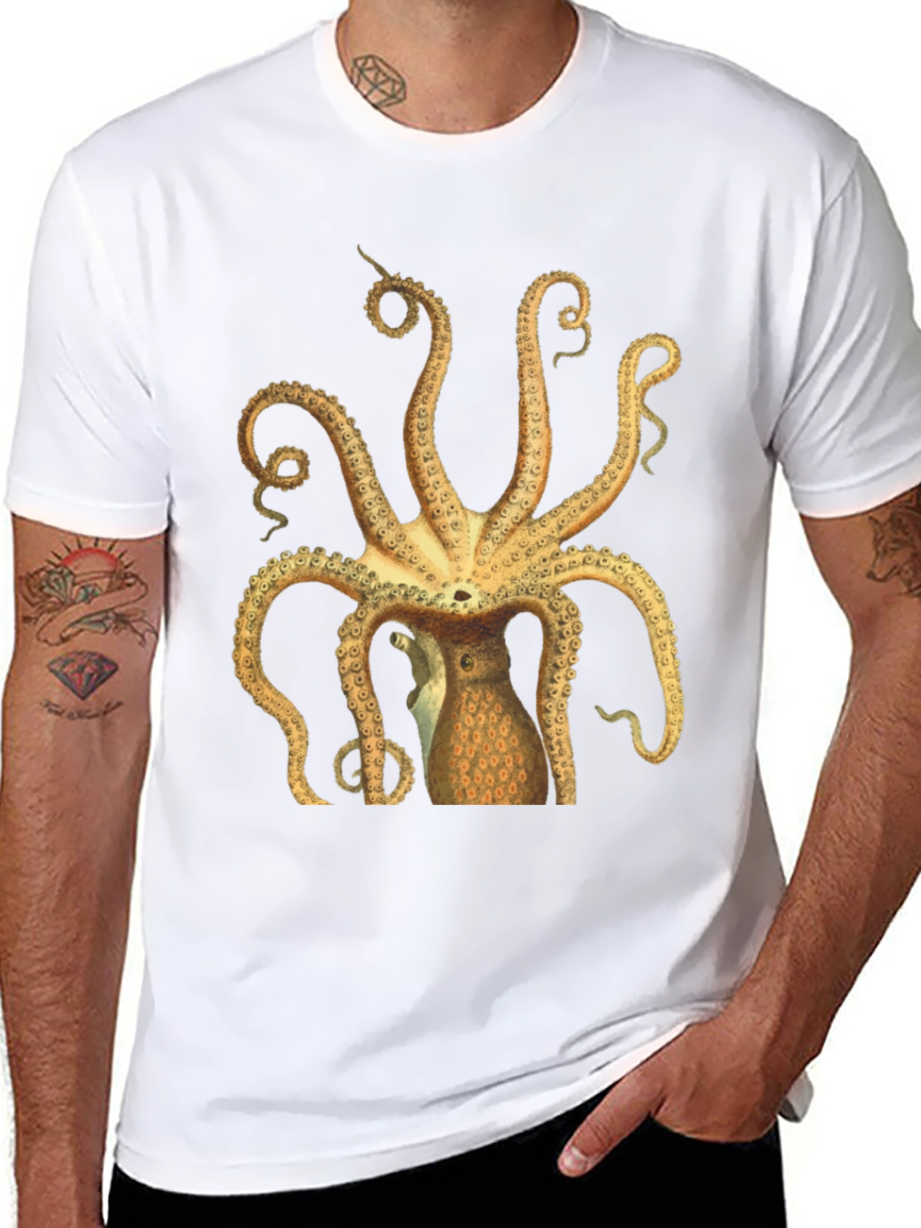 Octopus Graphic Tee - Black Cotton T-Shirt
