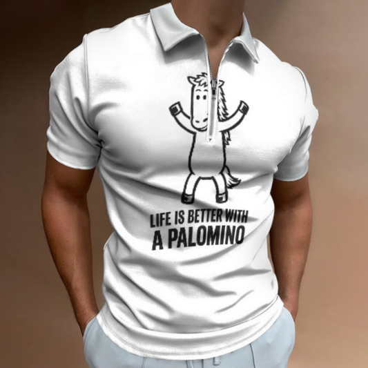 Life Is Better With a Palomino Graphic Polo Shirt – Cute Horse Lover Quarter Zip Casual Tee(z769)