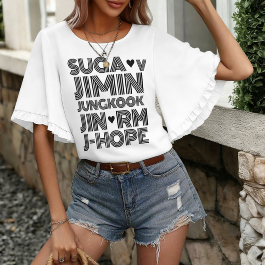 Retro K-Pop Inspired Member Names Graphic Tee, Vintage Fan Style Typography Shirt, Music Lover Casual Fashion Top, Aesthetic Concert Inspired T-Shirt Gift(z623)