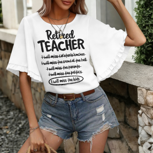 Retired Teacher Graphic Tee, Funny Retirement Shirt for Teachers, Classroom Humor T-Shirt, Gift for Retired Educators, Cozy Casual Teacher Life Top(z629)