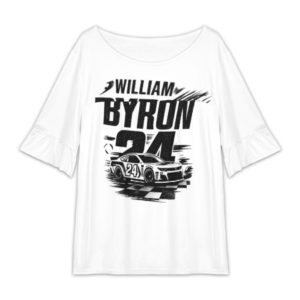 William Byron 24 Racing Car Graphic Tee, Motorsports Inspired, Bold Numbered Car Design, Trendy Fan Apparel, Monochrome Vector Illustration(z631)