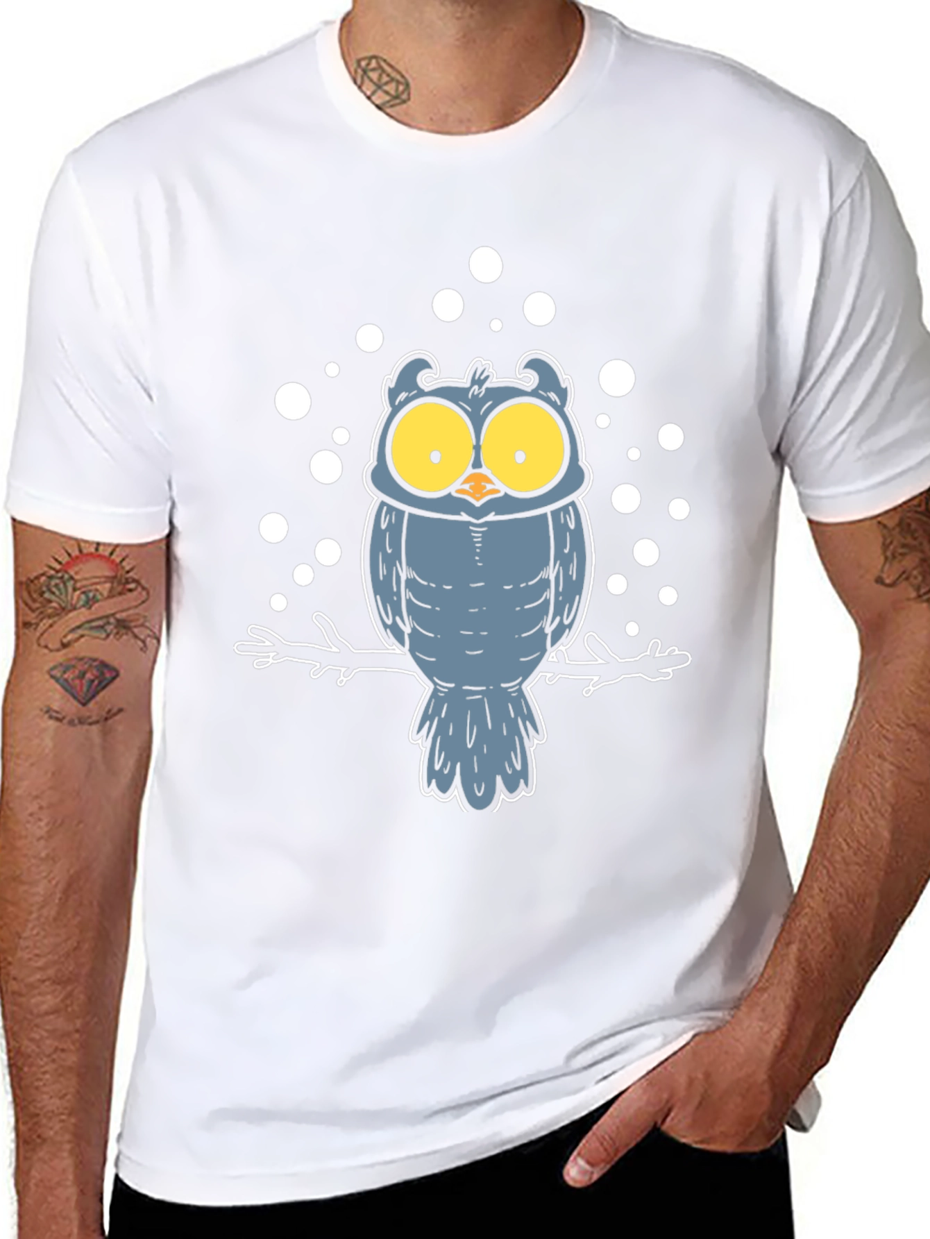 Owl Graphic Print Black T-Shirt
