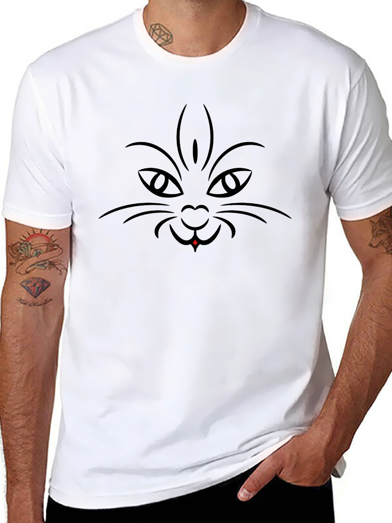 Mystic Cat Graphic Tee - Black Stylish Comfortable