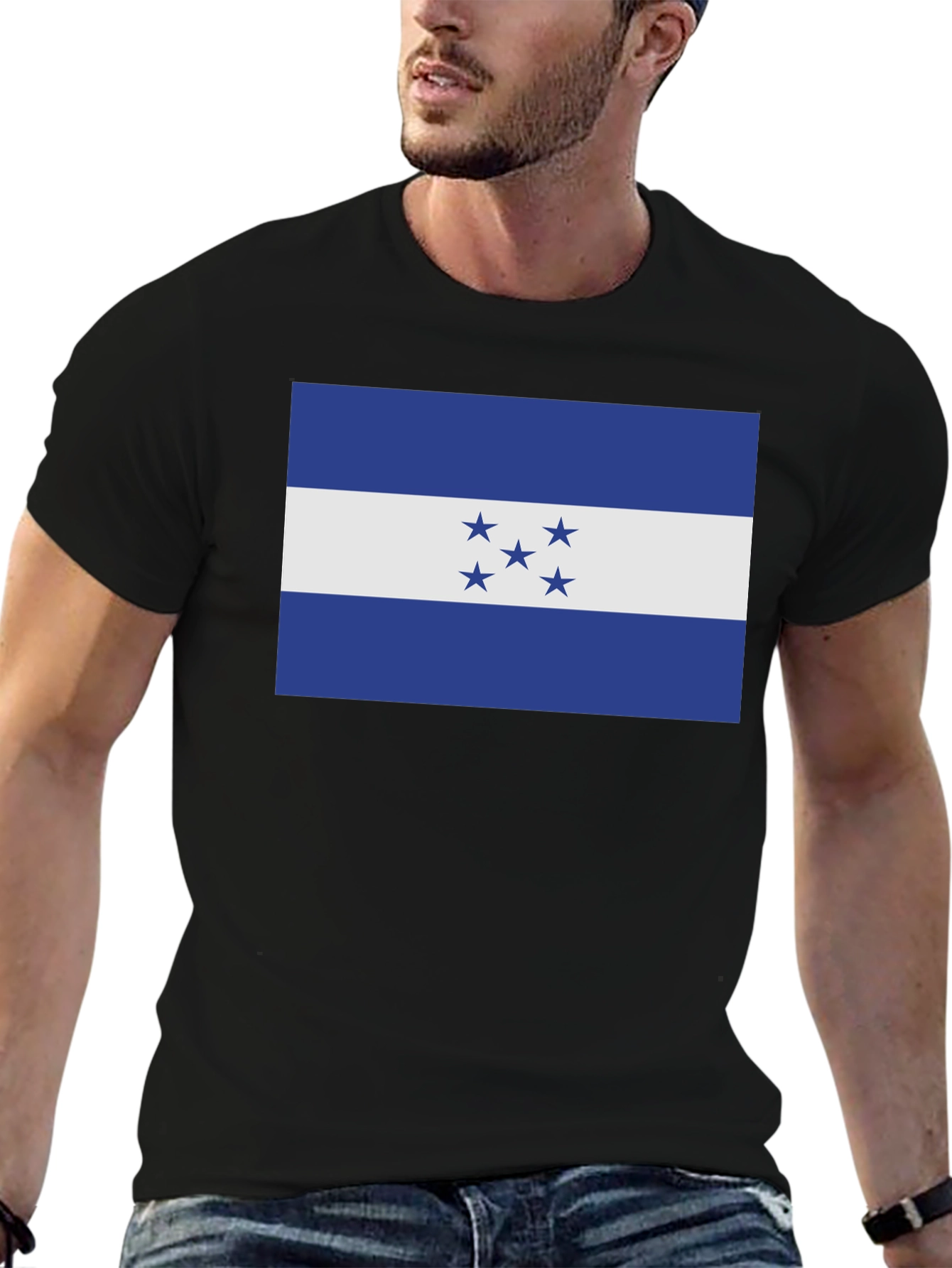 Honduras Flag T-Shirt - Black Cotton Tee