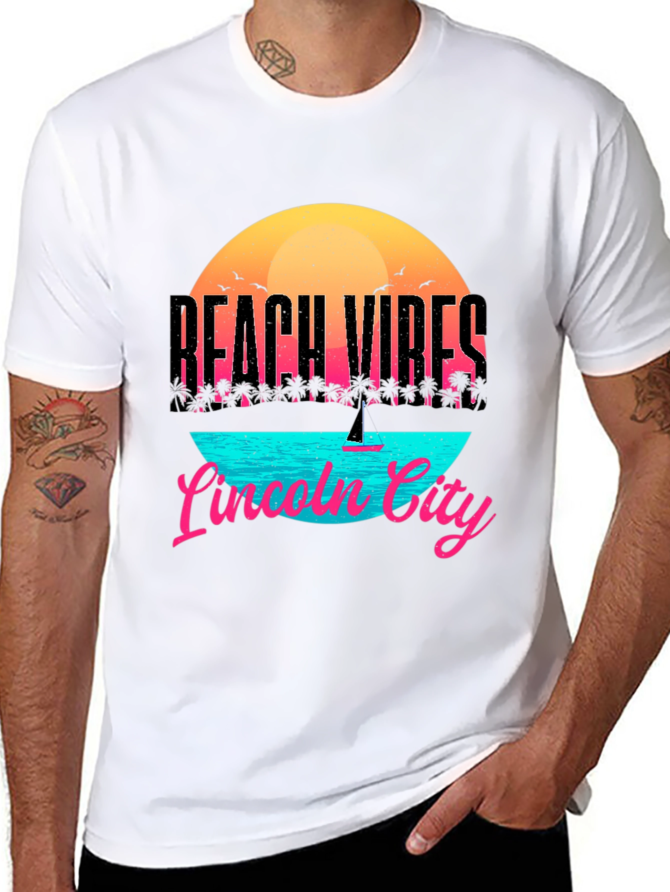 Beach Vibes Lincoln City T-Shirt - Black