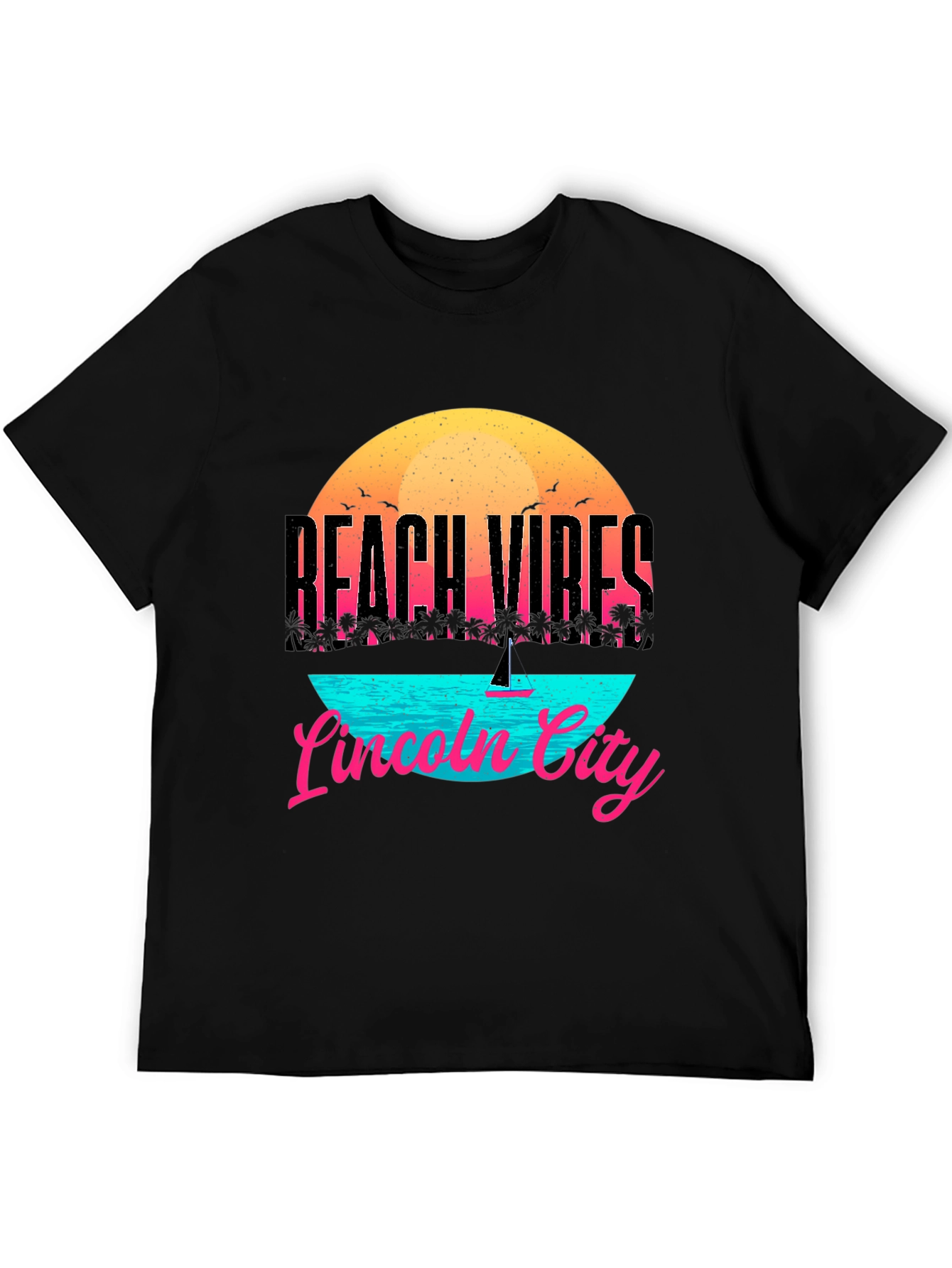 Beach Vibes Lincoln City T-Shirt - Black