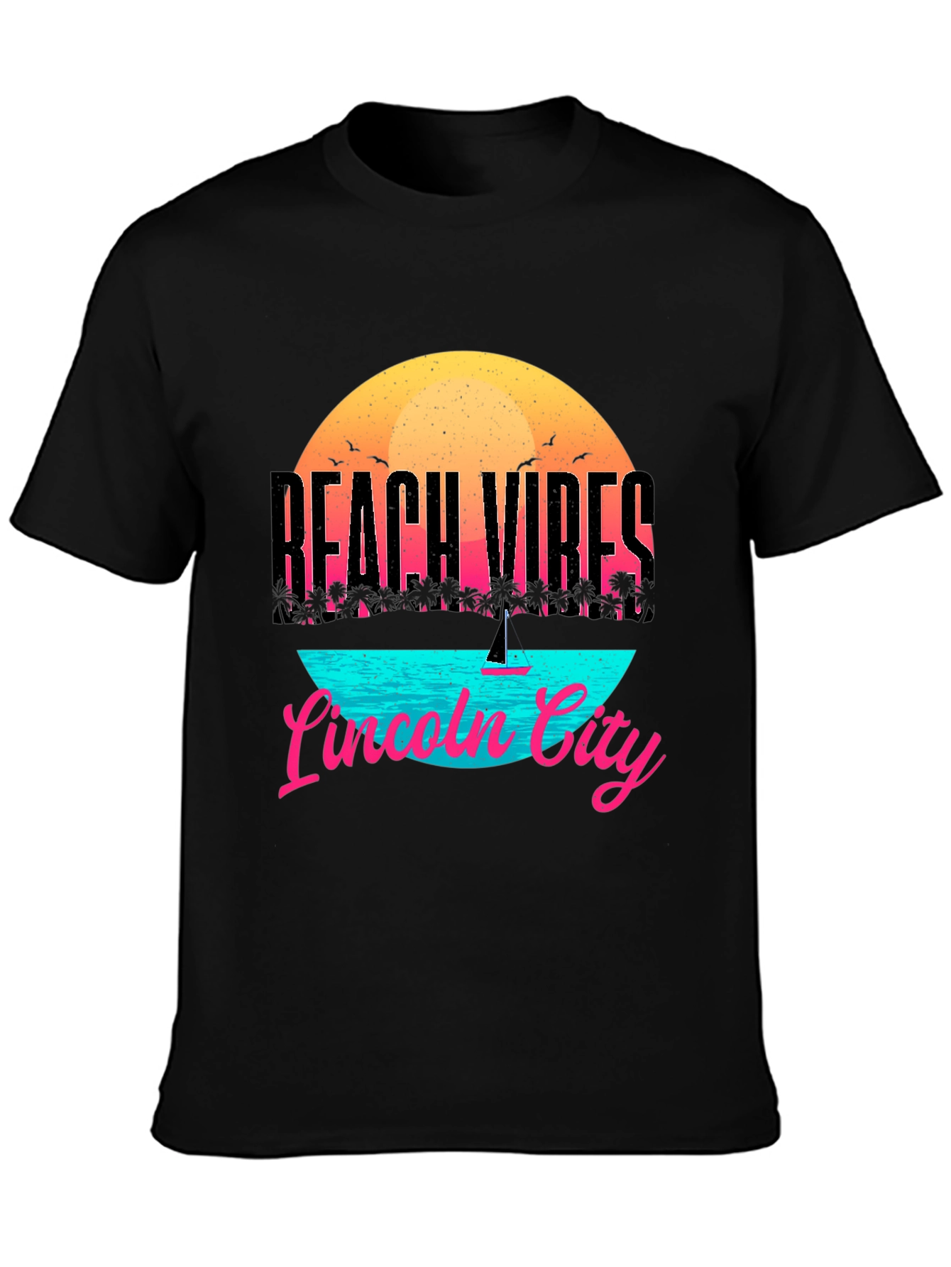 Beach Vibes Lincoln City T-Shirt - Black